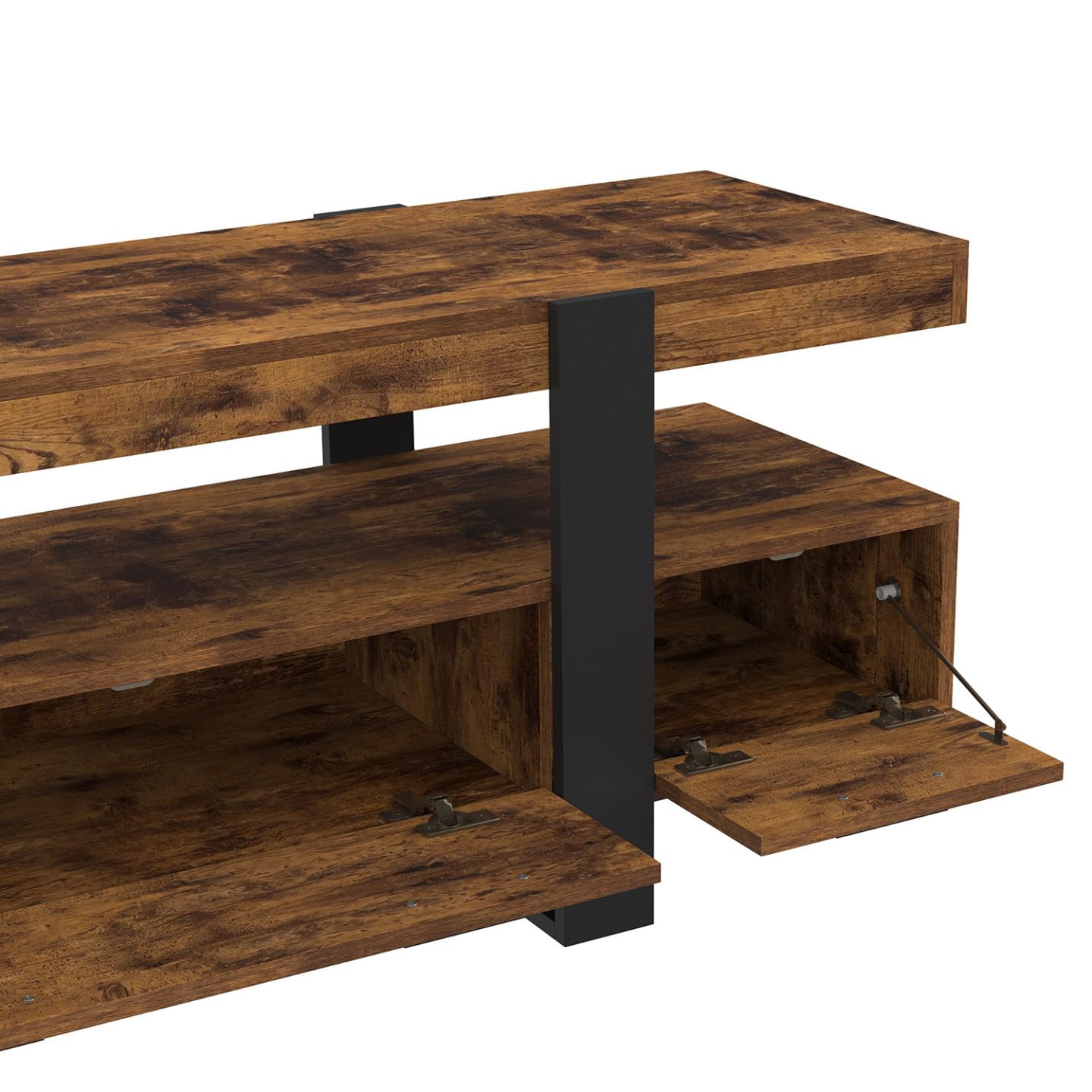 IDMarket - Porta TV PHOENIX 140 cm con legno effetto invecchiato e cassetti neri