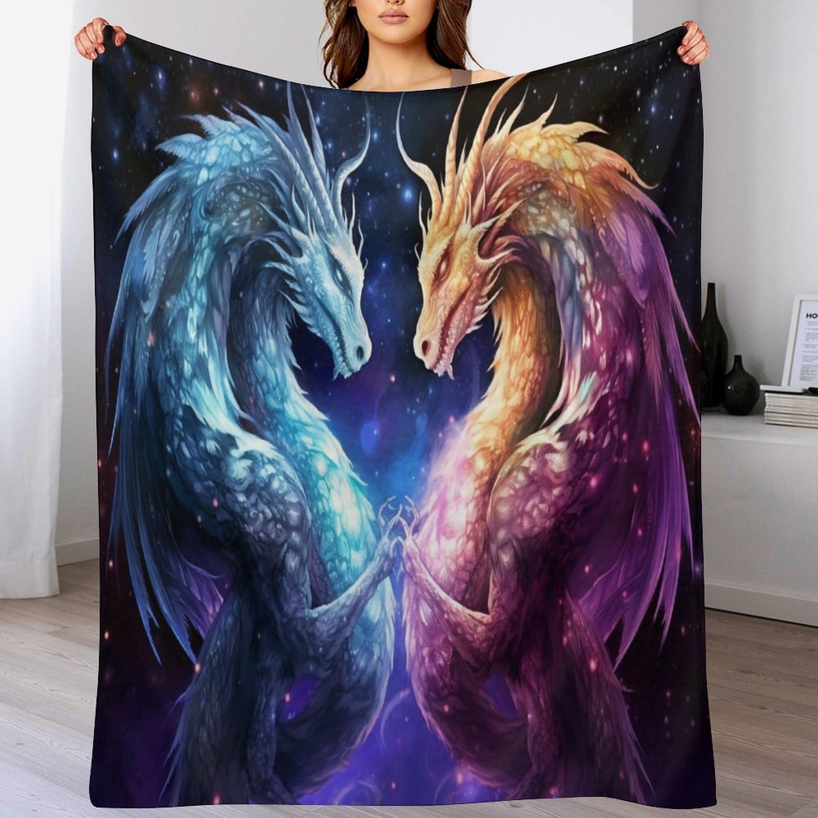 Couverture polaire dragon pour canapé et lit plaid chaud en flannel