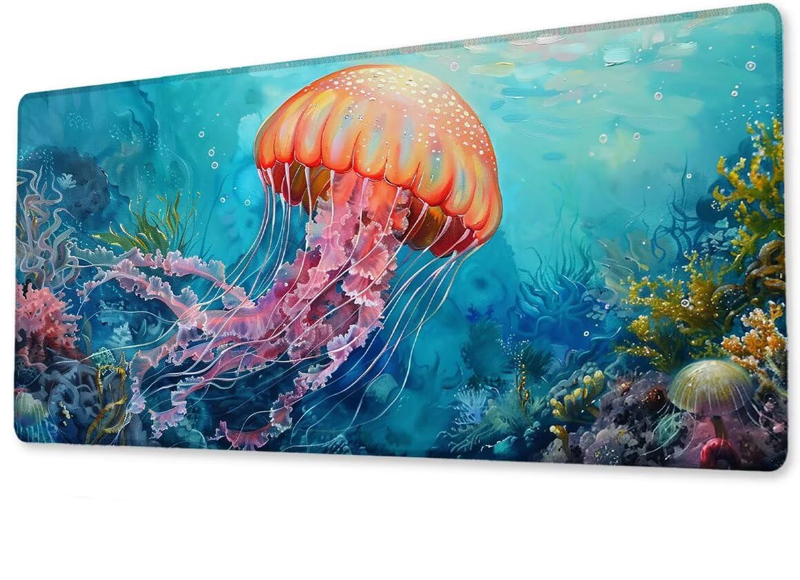 Alfombrilla Ratón XXL 600x1200x3 mm Mouse Pad Grande Gaming Medusa Alfombrilla Escritorio,con Base de Goma Tapete Escritorio con Bordes Cosidos, Impermeable Antideslizante Ordenador Desk Mat zj-9