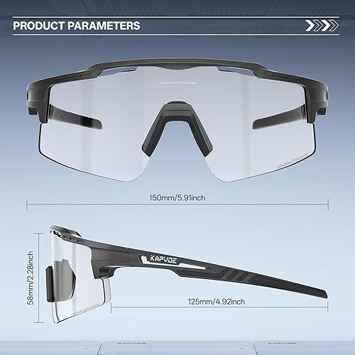 Miniatura 5 de KAPVOE Gafas de ciclismo fotocromáticas para bicicleta de montaña, gafas de sol transparentes para montar en bicicleta, béisbol, correr, golf, para