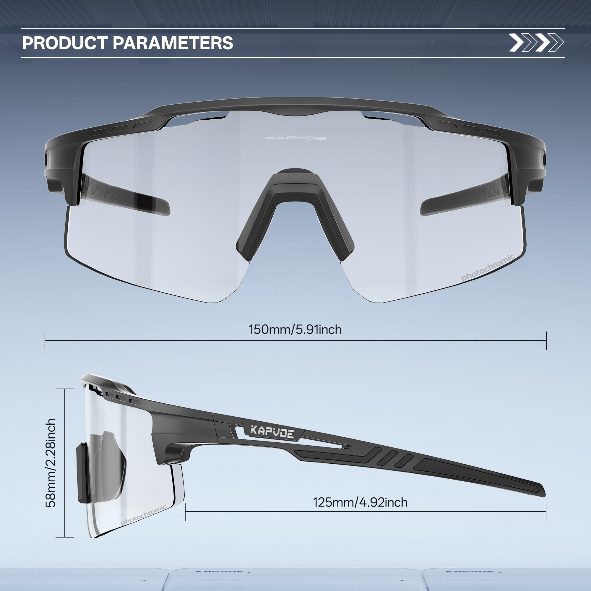 KAPVOE Fotocromatici Occhiali Da Ciclismo UV400 Protezione Occhiali Da Sole Sportivi Donne Uomini K75