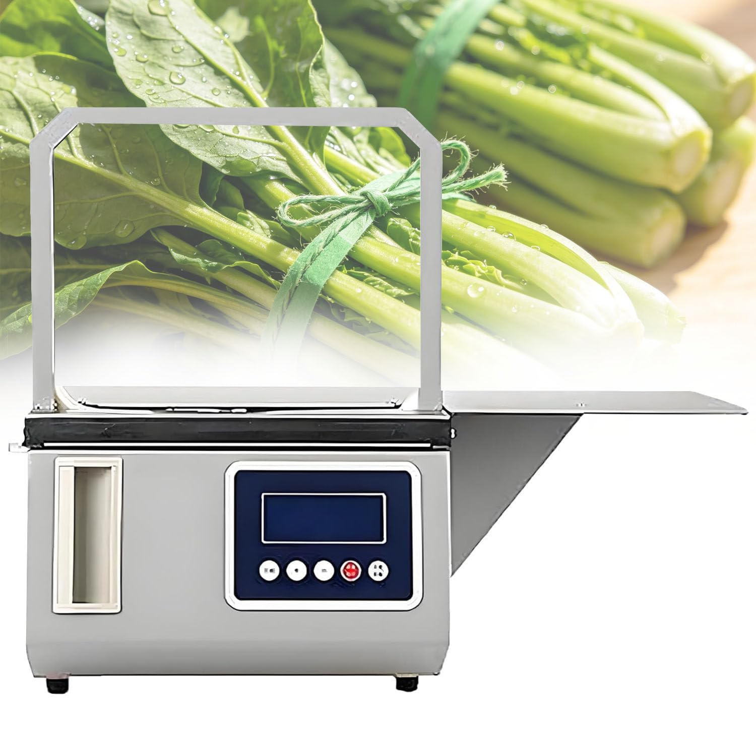 Ymnogjie Intelligent Automatic Vegetable Tying Machine, 12mm Width Tape Support, 1.5s High-speed Binding, Counting Function & Safe Induction for Commercial Packaging