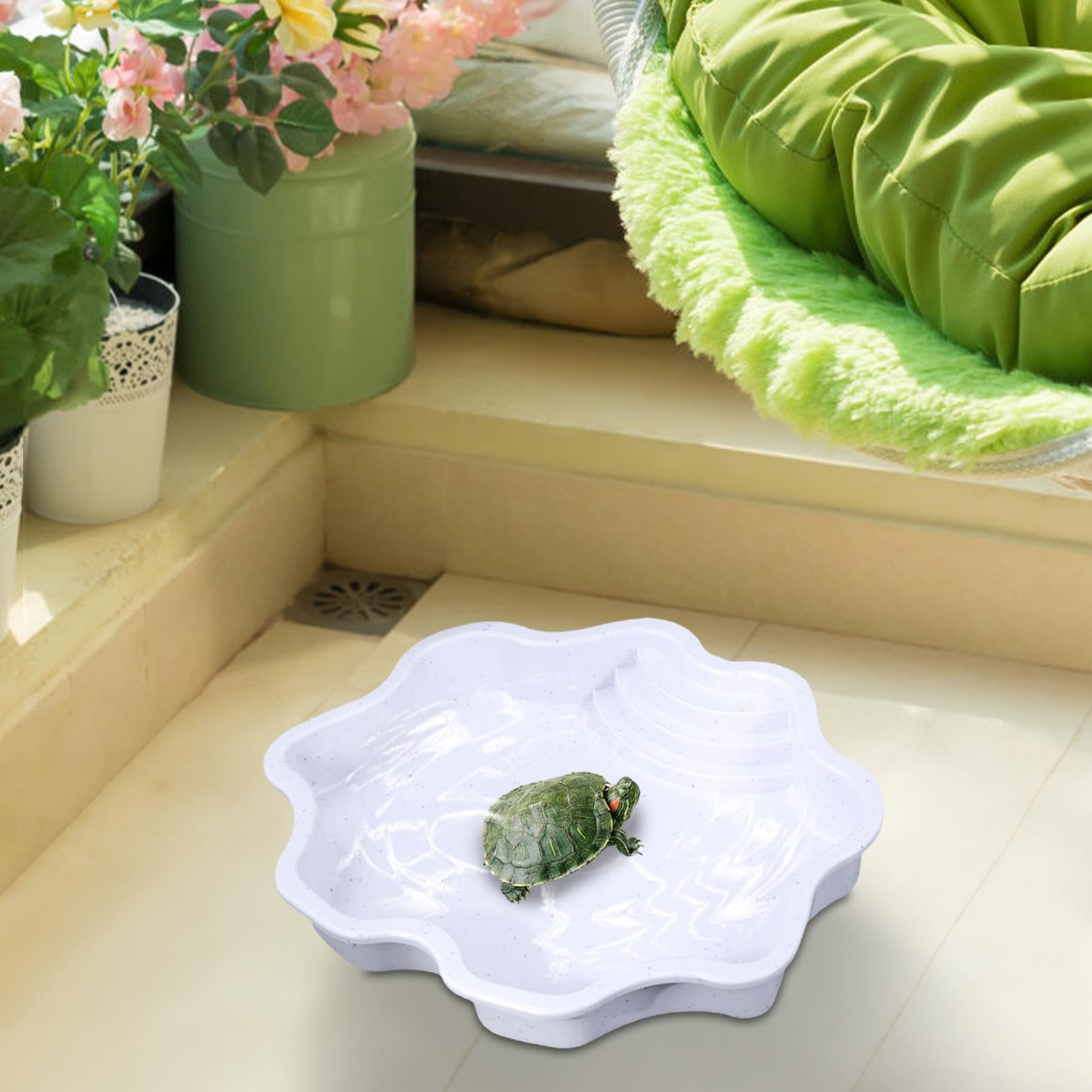 Vasca Per Tartarughe Acquatiche Con Coperchio Antifuga - Doppio Strato, Area Sole E Mangiatore