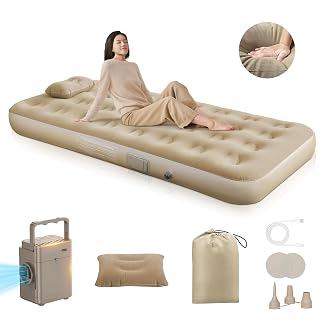 HAODEMI Air Bed, Built-in Electric Pump, Foldable, Air Mat, Single Bed, Type-c Comfort, Inflator Mat, Removable, Load Capacity 661.1 lbs (300 kg), Convenient, Portable, One-Button Automatic