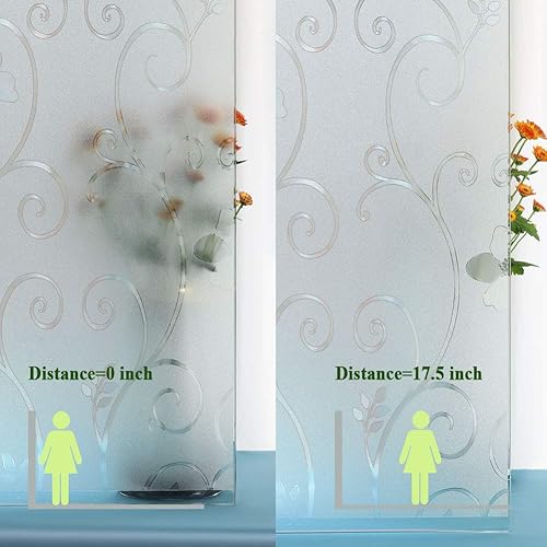 Miniatura 5 de Película de privacidad de flores 3D para ventana, película decorativa para puerta de vidrio esmerilado, sin adhesivo, decoración de vidrieras,