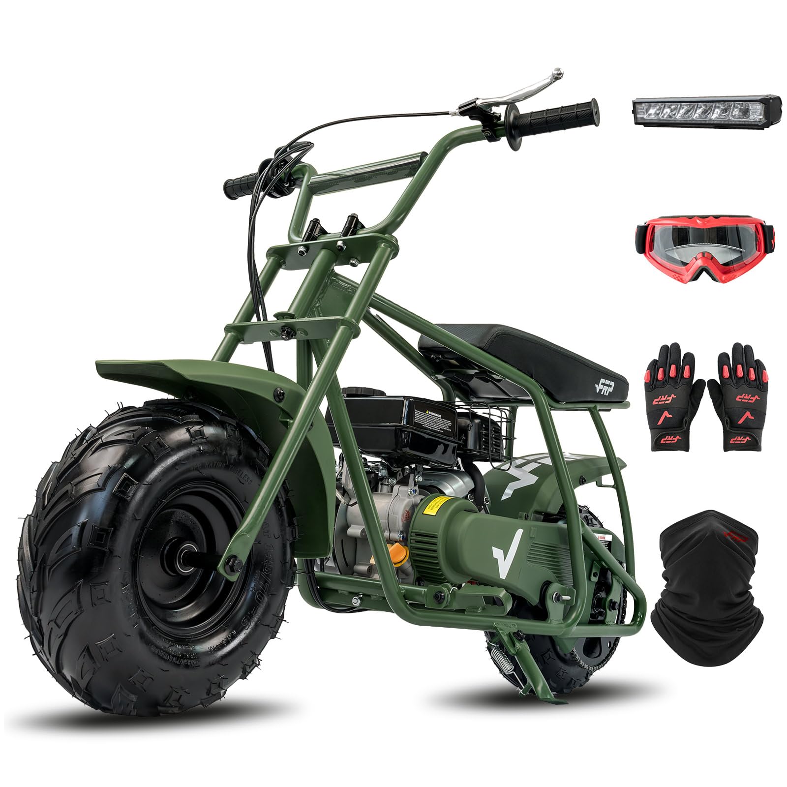 FRPMini Dirt Bike GMB100 Plus, 99CC Gas Powered Mini Bike 4-Stroke 3HP, Off-Road Mini Bikes for Kids/Adult, Trail Bike Up to 28 Mph, Weight Support Up to 220 LBS (GREEN)