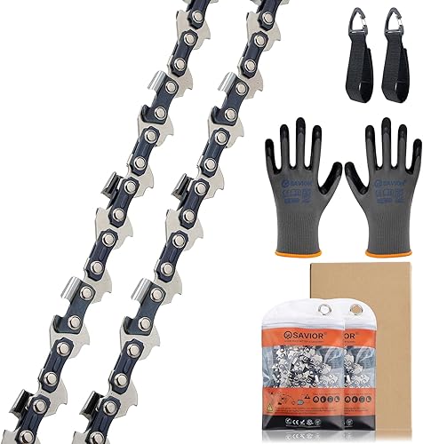Miniatura 1 de Savior 2 cadenas de motosierra de 8 pulgadas, paso LP de 38 pulgadas, calibre 050 pulgadas, 33 eslabones de transmisión para Sun Joe SWJ800E SWJ806E