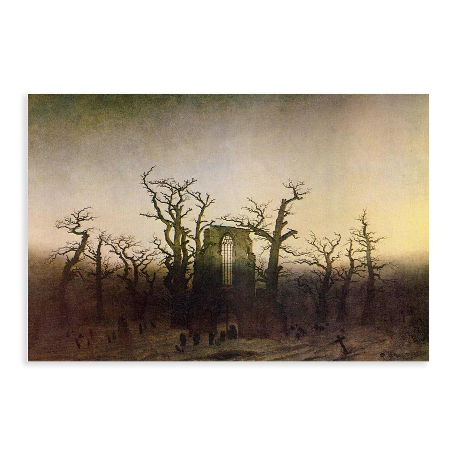The Abbey in The Oakwood by Caspar David Friedrich Canvas Art Poster And Wall Art Picture Print Modern Family Bedroom Decor Unframe 16x24inch