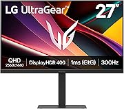 LG 27G640A-B 27-inch Ultragear QHD (2560 x 1440) IPS Gaming Monitor, 300Hz, 1ms, NVIDIA G-Sync, AMD FreeSync Premium, VESA DisplayHDR 400, HDMI 2.1, USB Type-C, Tilt/Height/Swivel/Pivot Stand, Black