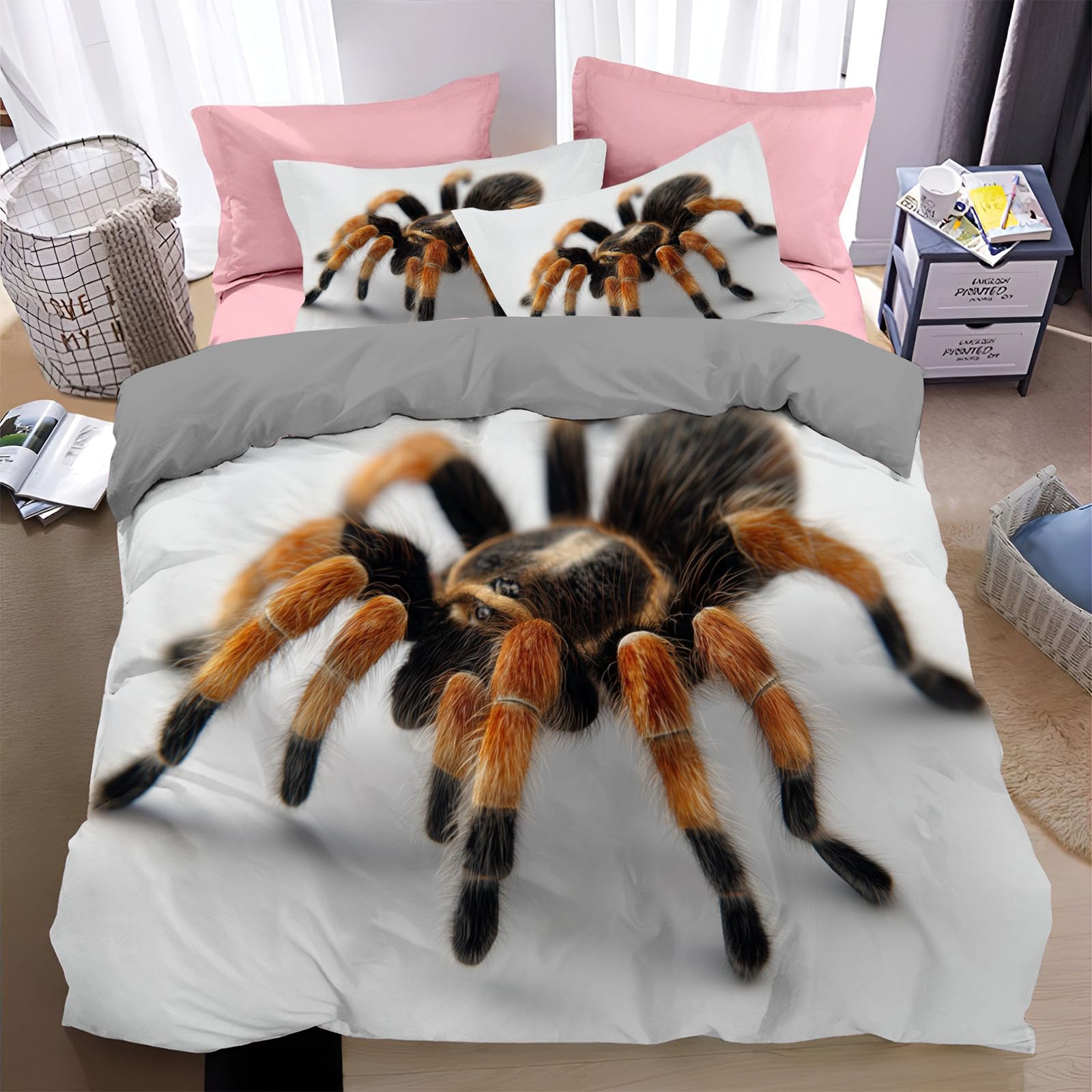 Parure de lit araignée noire 220x240 Oeko-TEX aux finitions haut de gamme
