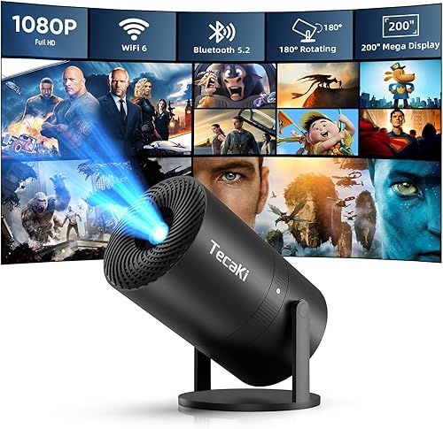 Mini proyector portátil con WiFi y Bluetooth, compatible con proyector de películas 1080P HD, corrección trapezoidal automática, rotación de 180,