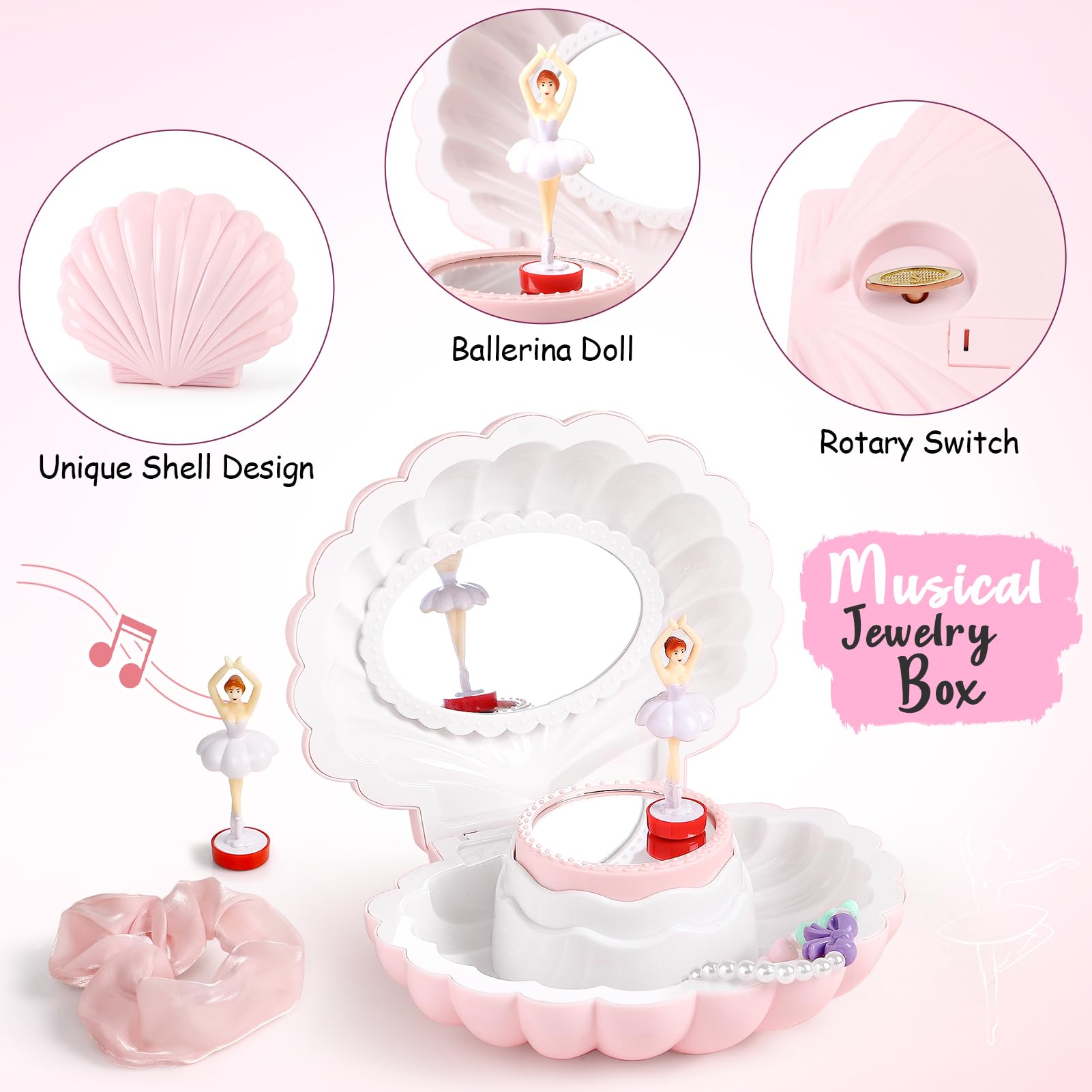 Toyssa Sac de Sport pour Fille 5-12 Ans Boîte à Musique Carnet Secret Bouteille d'Eau Collier Porte-Clés