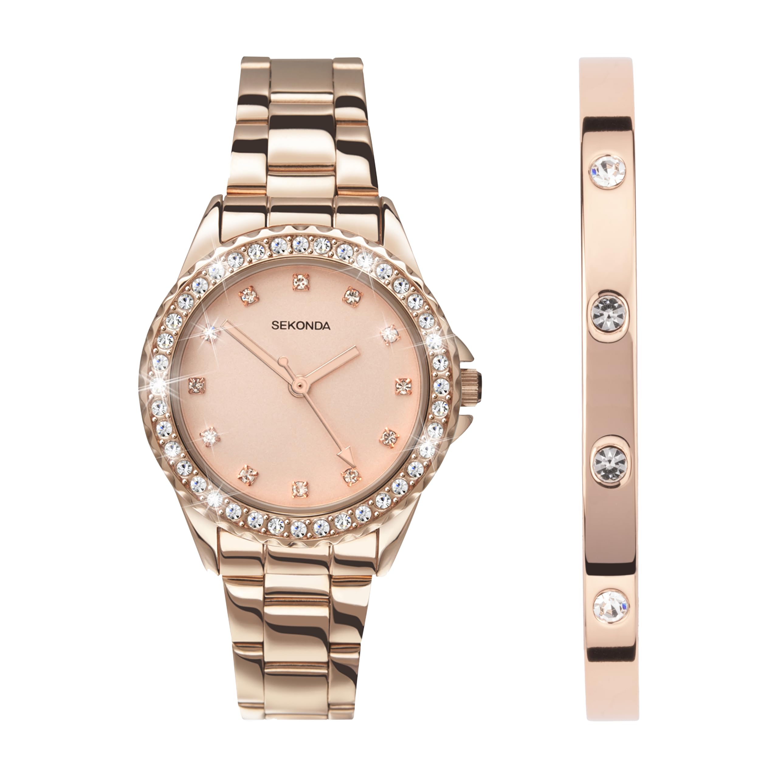 SekondaElizabeth 33mm Women's Watch with Stone Set Case and Stainless Steel Bracelet