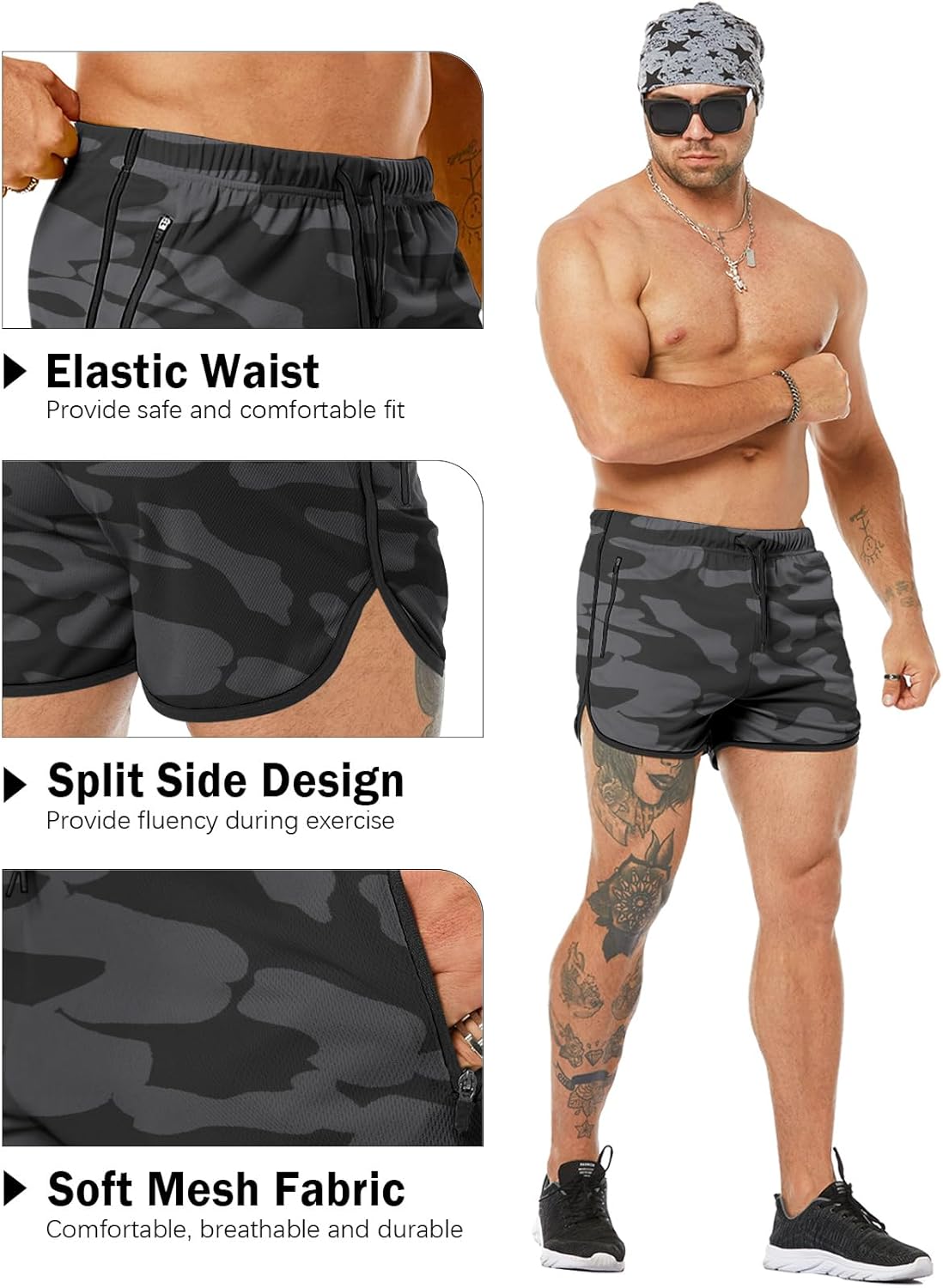 Men's Running Shorts 3" Quick Dry Lighweight Gym Workout Shorts with Zipper Pockets Athletic Jogging Shorts - Image 6