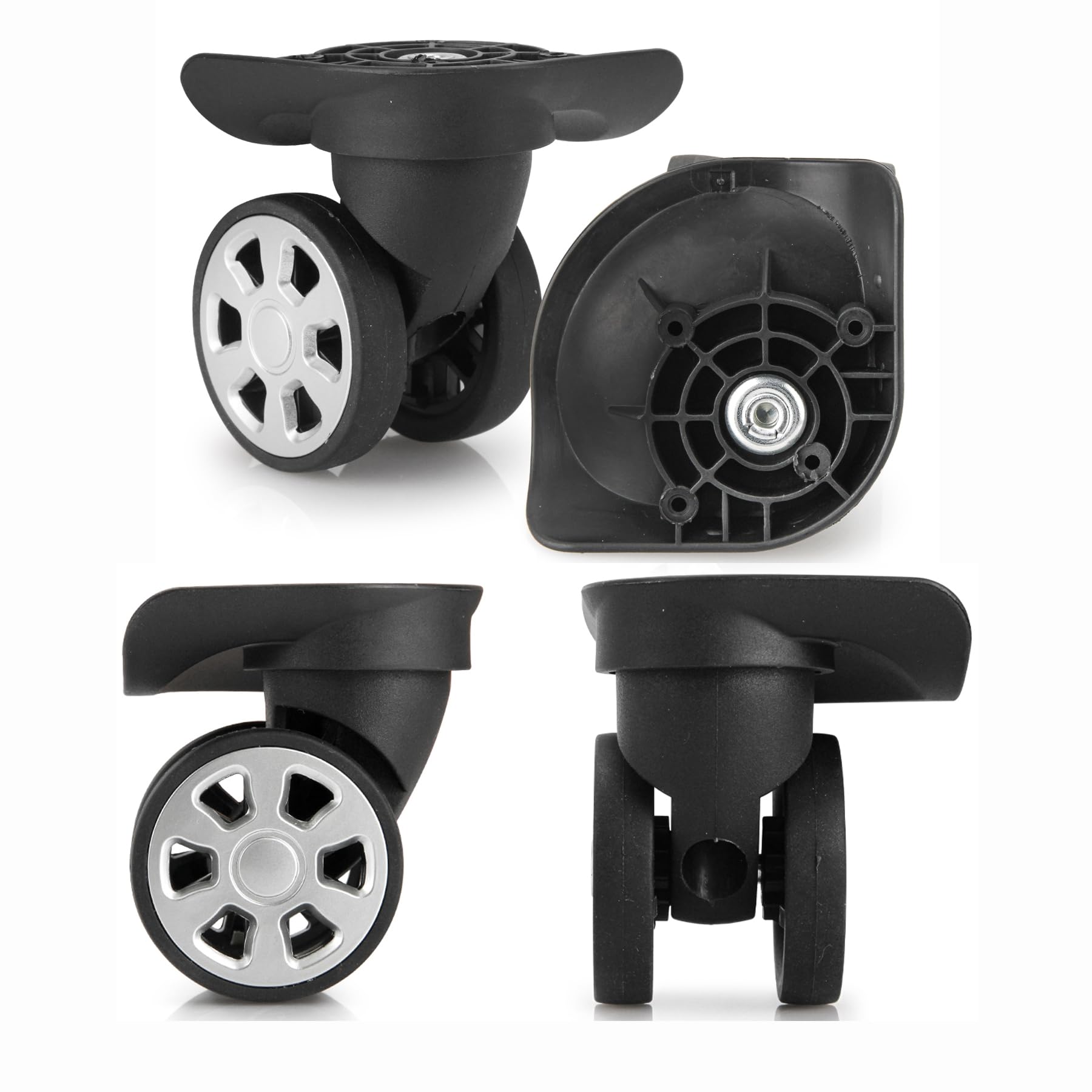 Roue de Remplacement Valise, 2 Paires de Roues de Rechange pour les Bagages Roulette Valise Remplacement avec 4 Trous de Vis