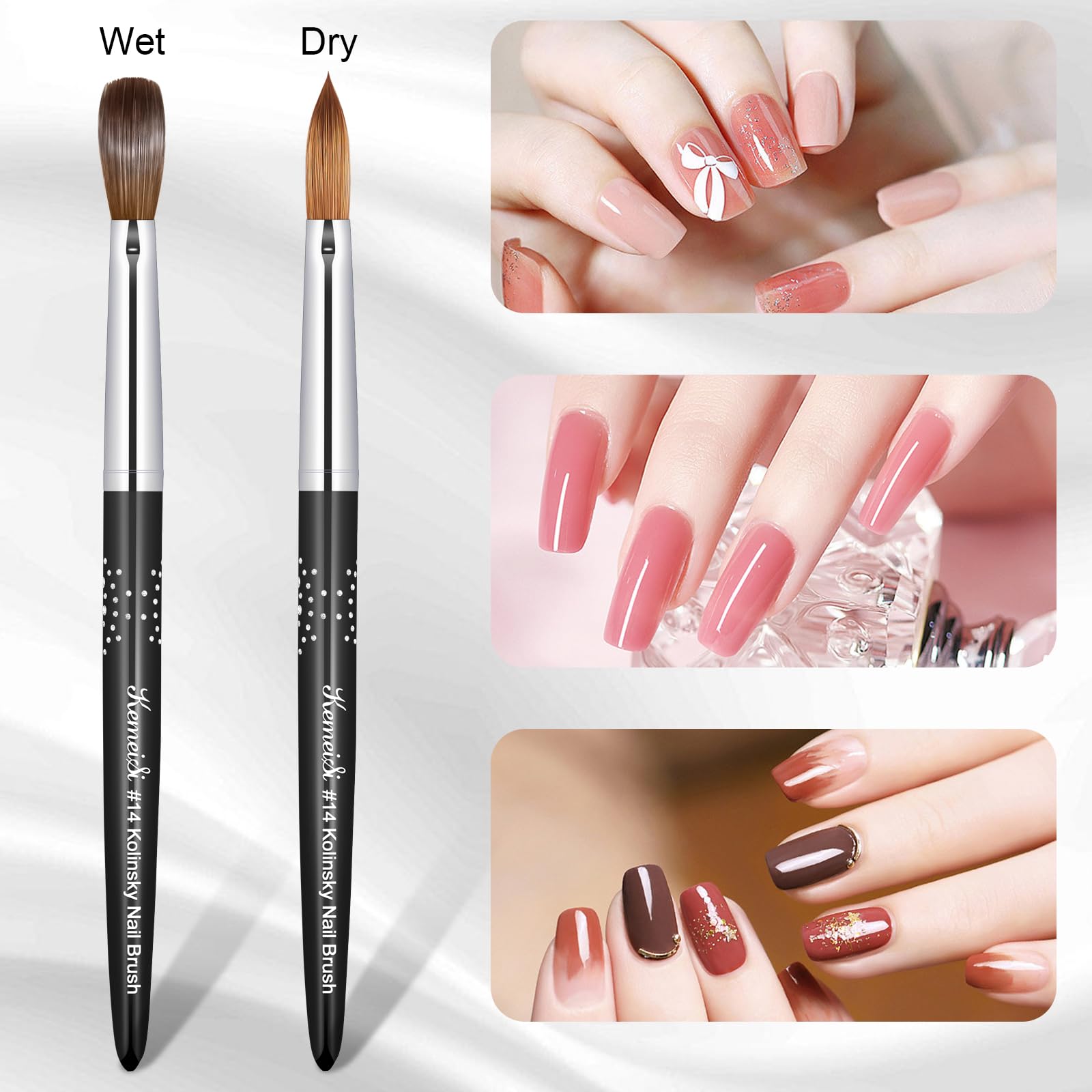 Amazon.com : KEMEISI Acrylic Nail Brush Size #14, 100% Pure