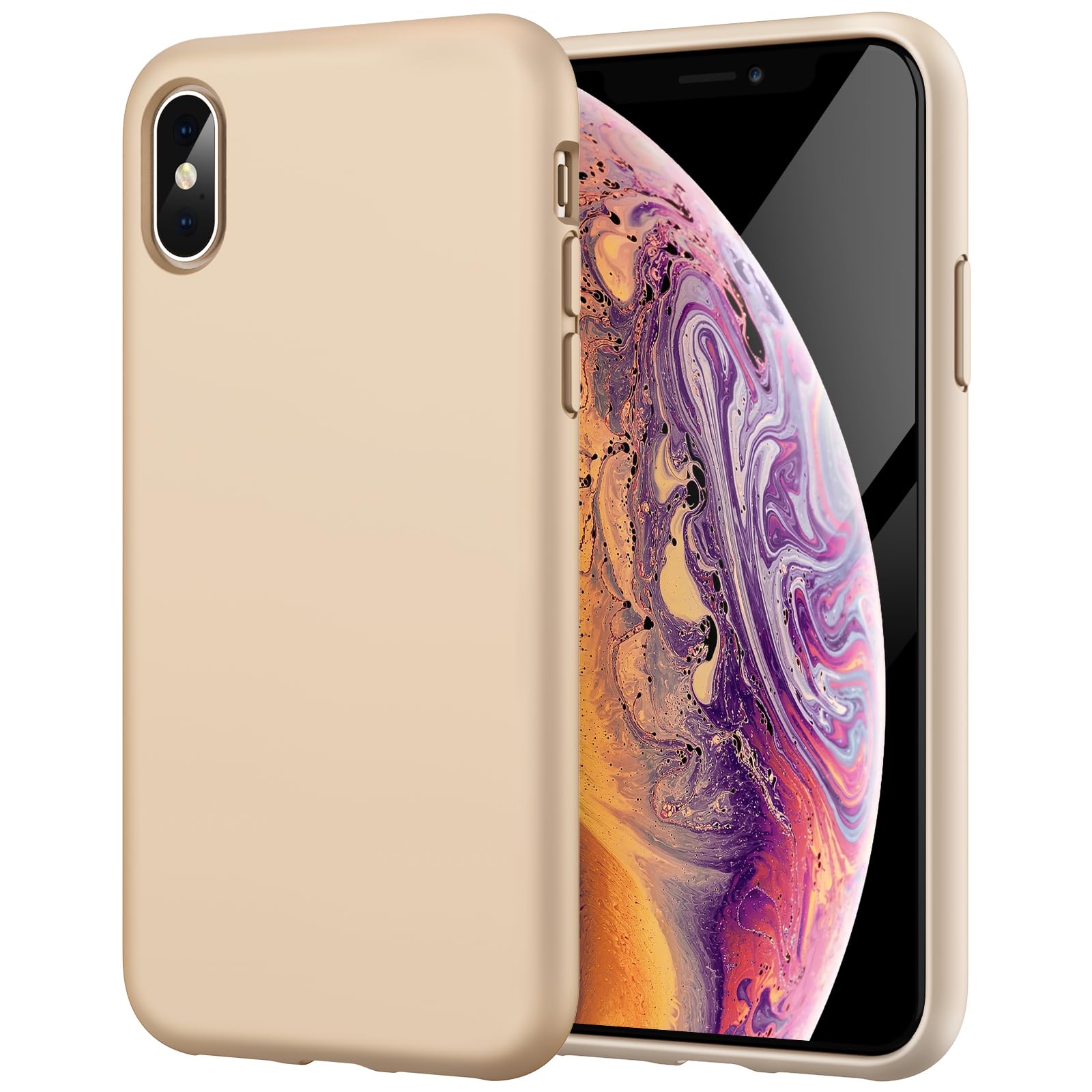 JETech Silicone Case for iPhone Xs Max 6.5-Inch, Silky-Soft Touch Full-Body Protective Case, Shockproof Cover with Microfiber Lining (Gold)