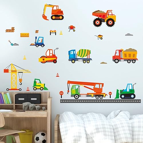 Miniatura 2 de DECOWALL DW-1612 - Adhesivos de pared para niños diseño de sitio de construcción para niños habitación de guardería dormitorio sala de estar