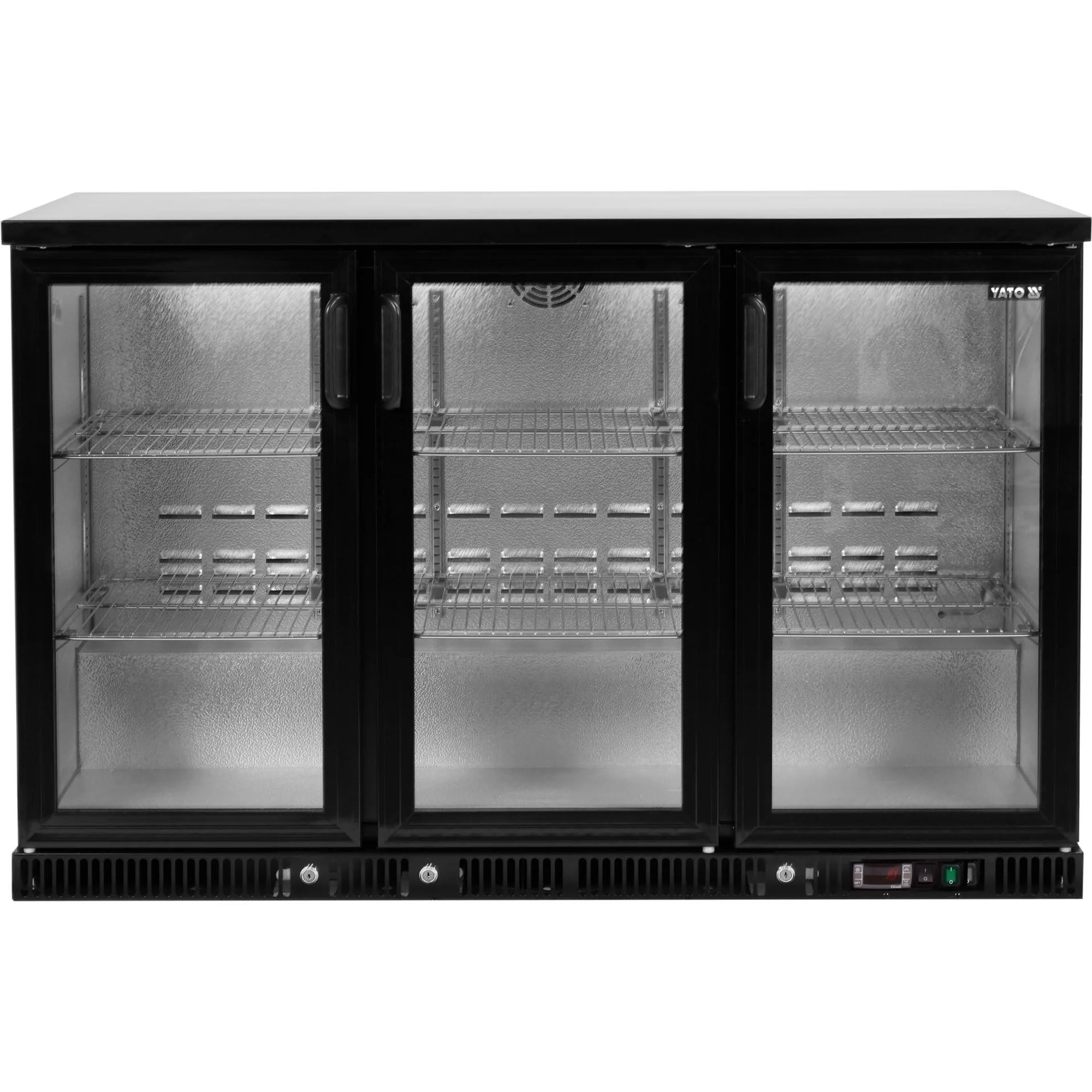 Yato - Vetrina refrigerante per bottiglie, 341 l, a risparmio energetico, in acciaio verniciato a polvere, ideale per gastronomia e commercio, con illuminazione a LED, display digitale della