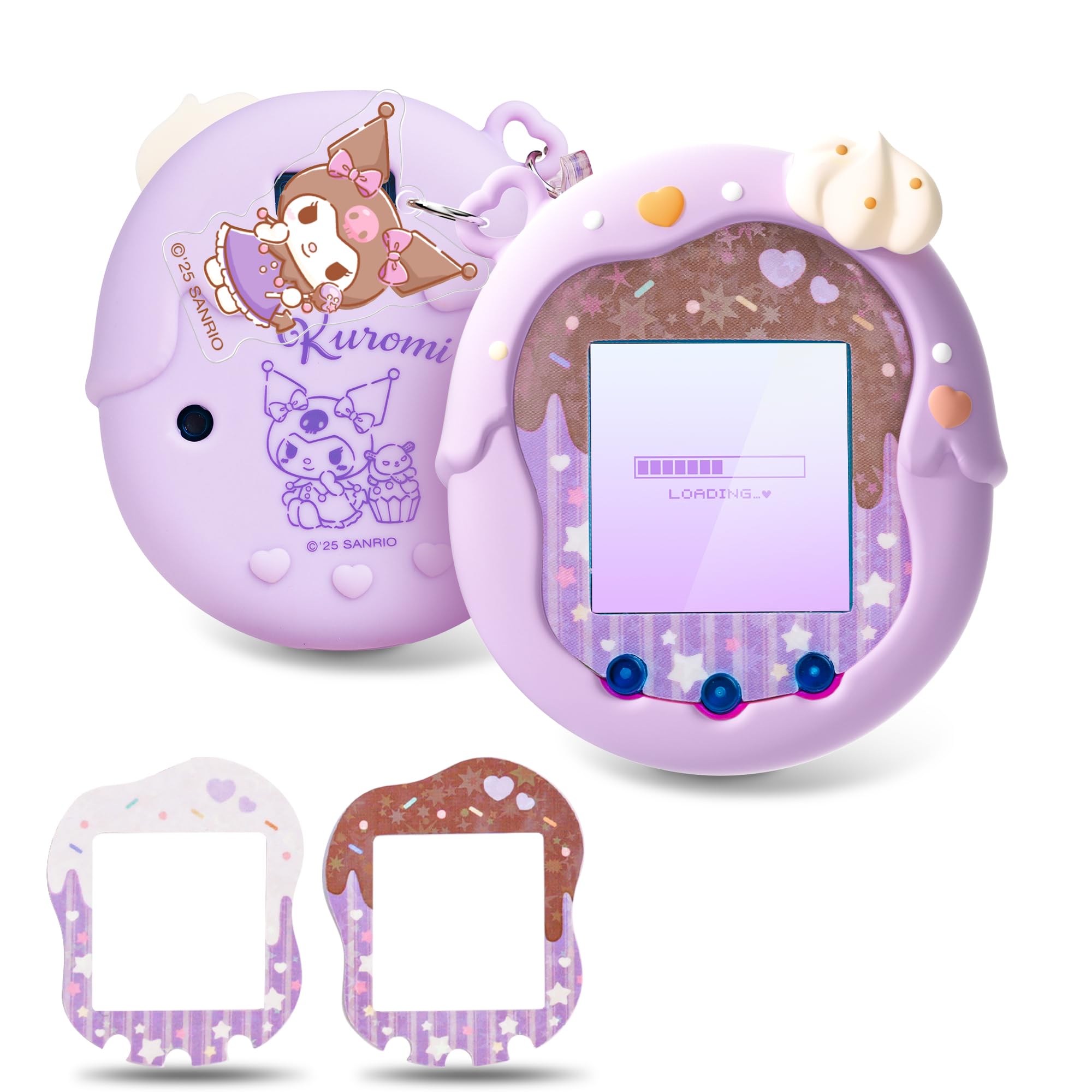 Kuitmor Sweetheart - Custodia Protettiva in Silicone Compatibile con Tamagotchi Uni, Morbida Custodia Protettiva con Motivo a Forma di Cuore, AntiGraffio e Antiurto per Animali virtuali, Viola