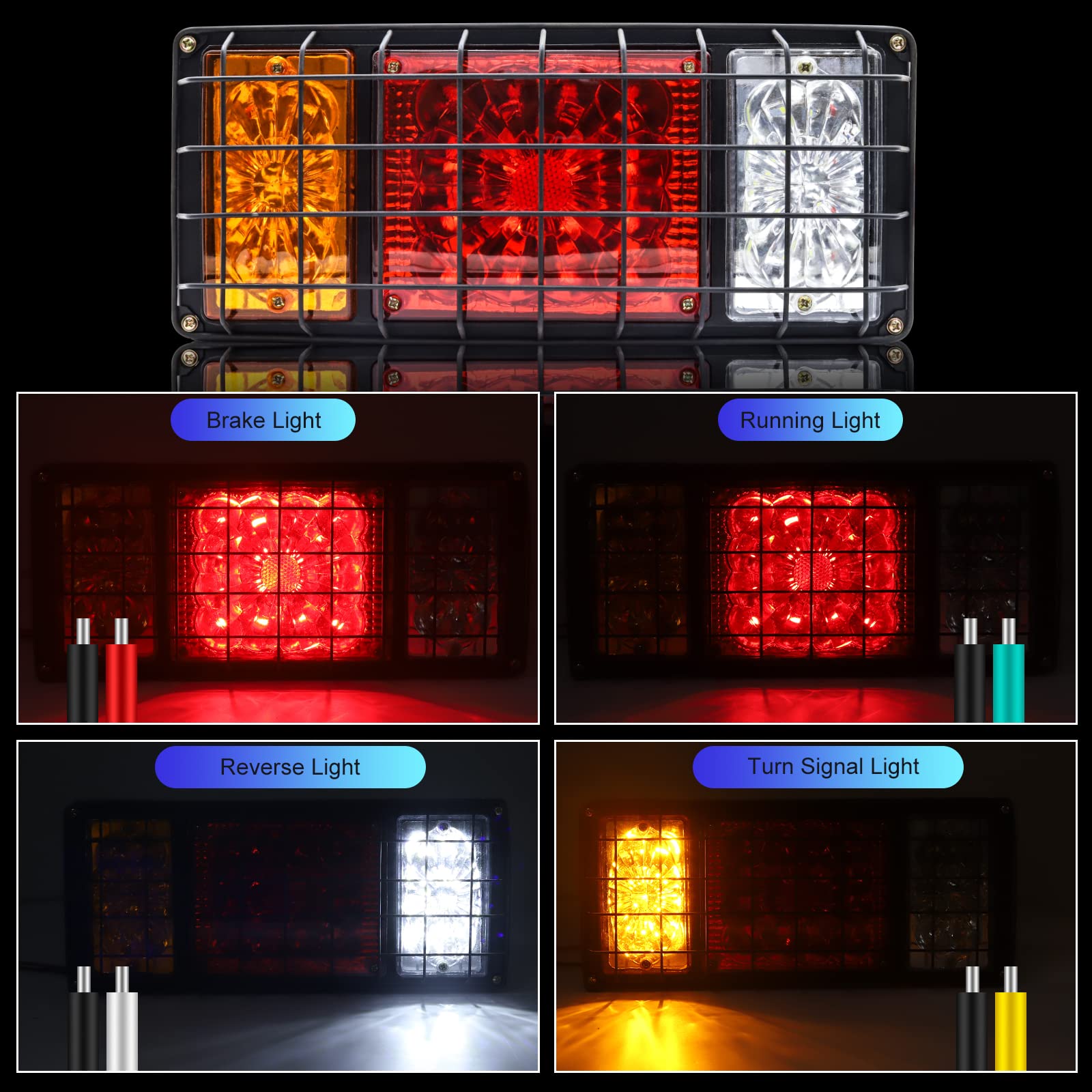 Luci posteriori a LED per camion da 12V, Luce di retromarcia a LED con telaio in ferro multifunzionale con motivo floreale, universale, 2pezzi