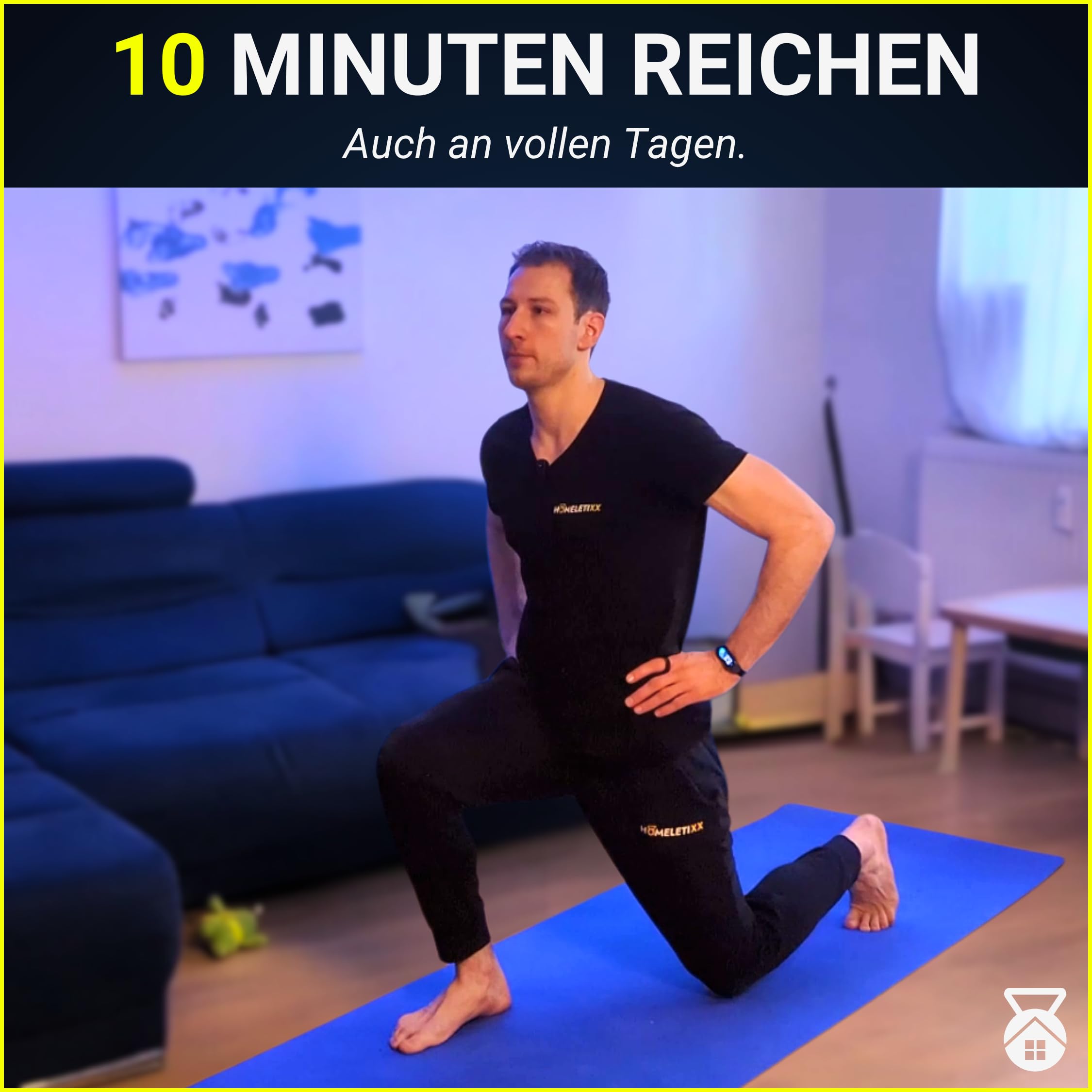Fitnessmatte 200cm extra lang rutschfest – Yogamatte & Sportmatte XL 2m groß aus Premium TPE für Home Workout & Gymnastik | Trainingsmatte für Zuhause mit Tragegurt – HOMELETIXX