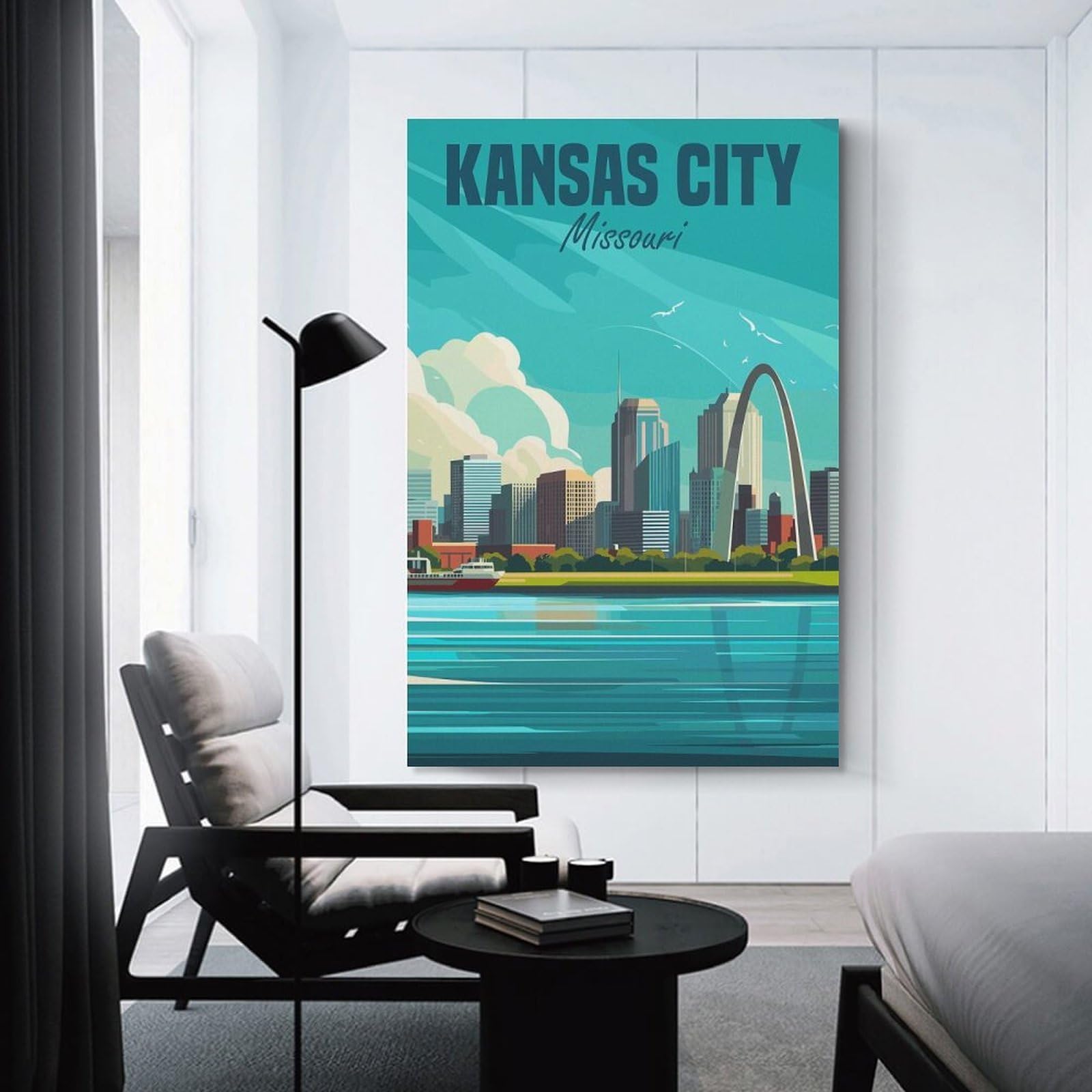 Junmoney Decorative Canvas Print Kansas City Missouri, 20x30inch(50x75cm), for Study, Office Or Apartment Decor, Gift Idea for Housewarming And Birthdays