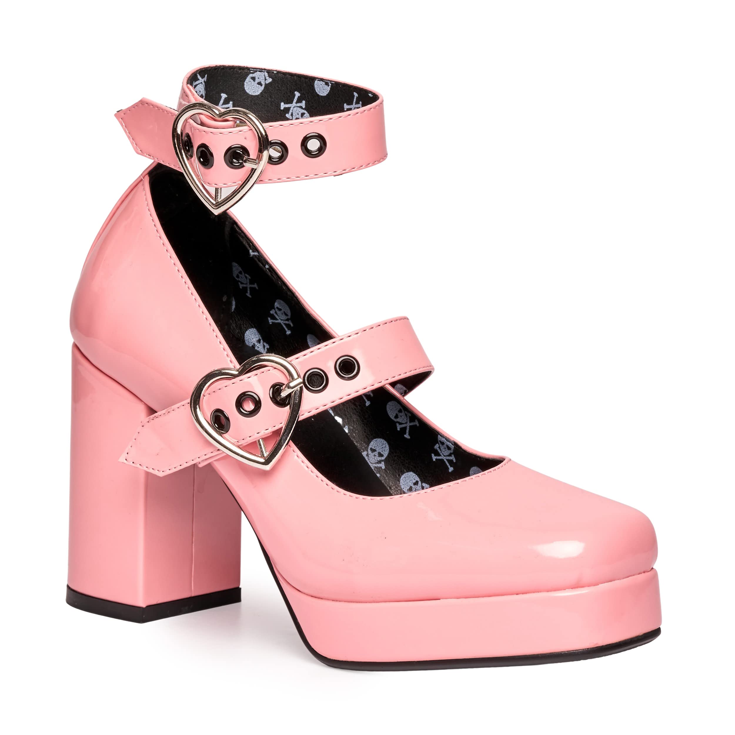 LAMODA Women's Chrome Heart Court Shoe, Pink Patent, 3 UK