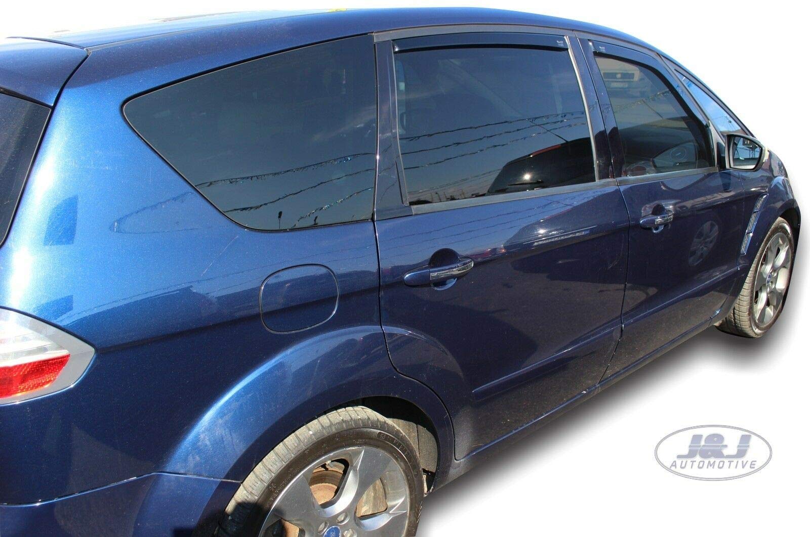 J&J AUTOMOTIVE Windabweiser passend für Ford S-Max 5-Türer 2006-2010 4tlg, Heko Regenabweiser Vorne Hinten Getönt Dunkel Passform