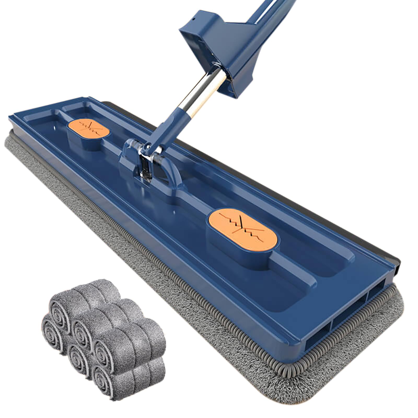 2024 Large Flat Mop,360° Rotating Roseionly Mop, 54" Adjustable Stainless Steel Long Handle with 6 Washable Microfiber Pads for Floor Wet and Dry Cleaning with Dewatering Scraper