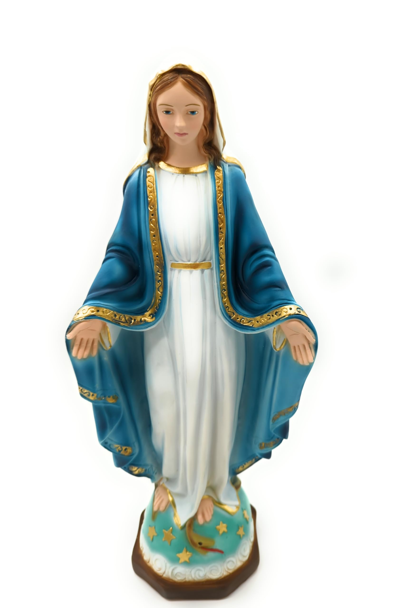 OVUNQUE PROTEGGIMI Statua Madonna Immacolata o Miracolosa cm 40, in polvere di marmo, per Interni ed Esterni, Statuetta della Madonnina Realizzata artigianalmente in Toscana.