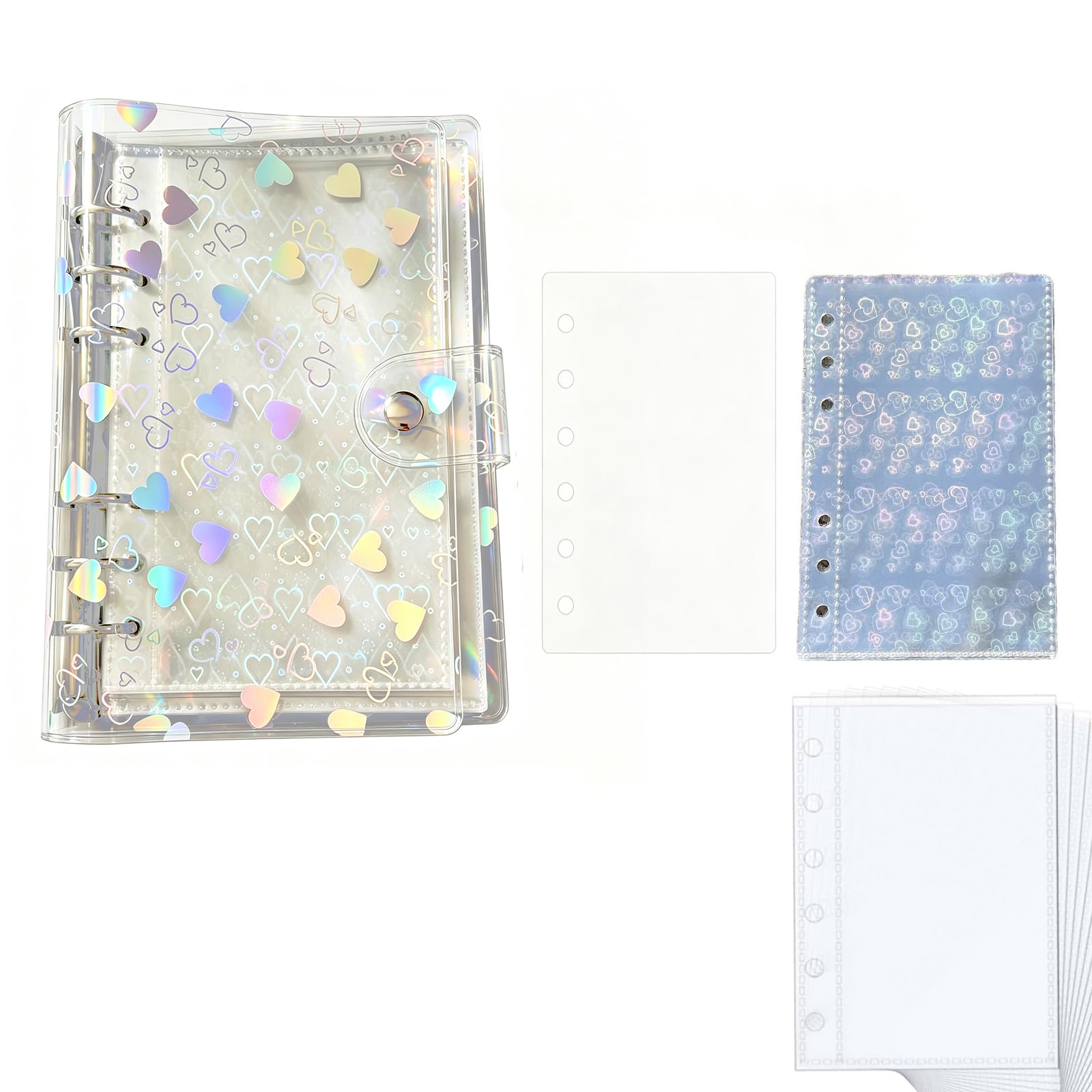 Binder Cover with 20 Sheets Insert Pages Photo Album (A6 Heart Pattern)