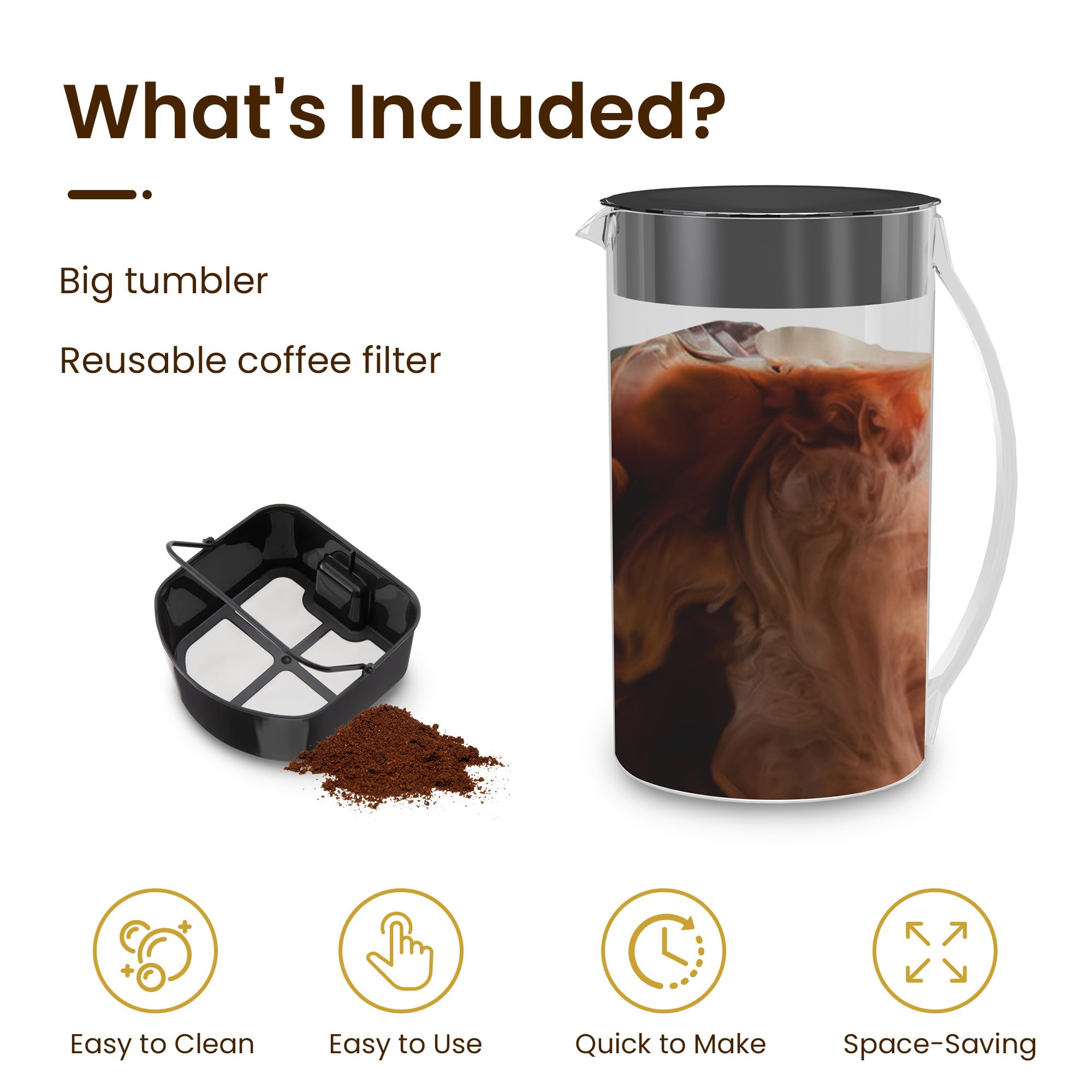 Cafetière à Piston Glacée 3 Quarts – Filtre Panier Inclus, Saveurs Préservées – Homecraft
