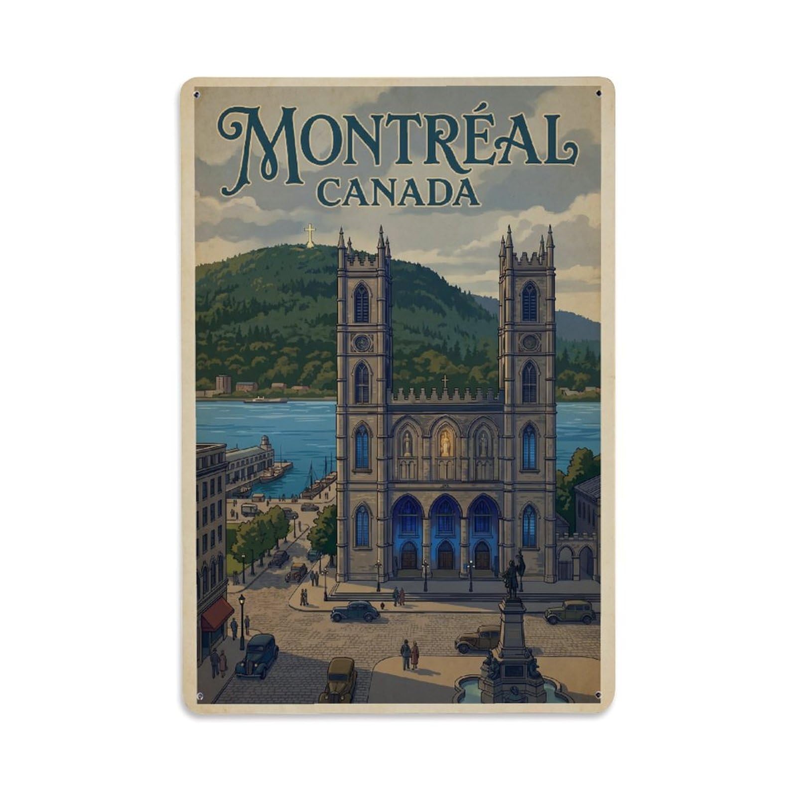 Canada Montreal Vintage Travel Metal Tin Sign