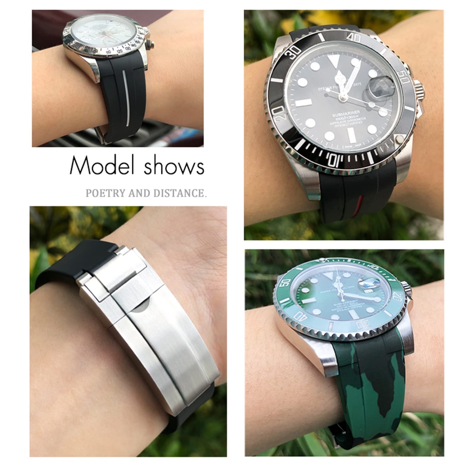 SERDAS Cinturino in gomma da 20 mm 21 mm per Daytona GMT cinturino sportivo con estremità curva