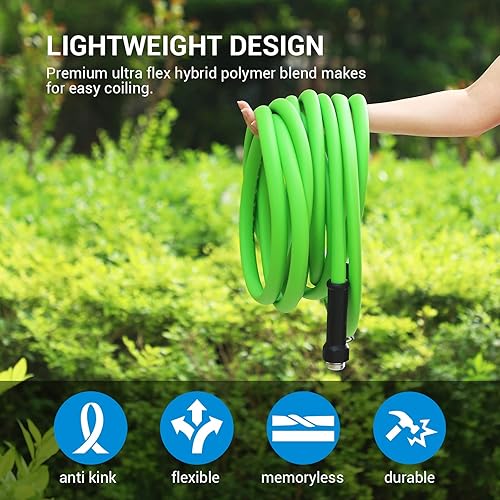 Miniatura 5 de DEWENWILS Manguera de jardín de 25 pies x 58 pulgadas, manguera de agua con mango giratorio, resistente, ligera, manguera flexible para plantas,