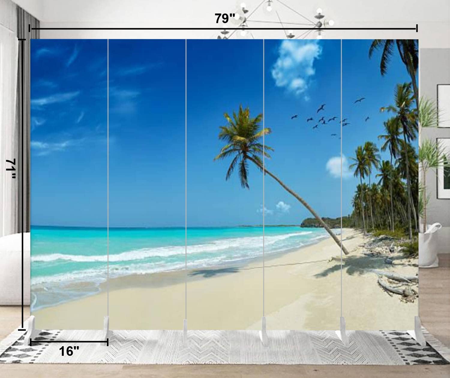 Amazon.com - 5 Panels Screen Room Divider Tropical White