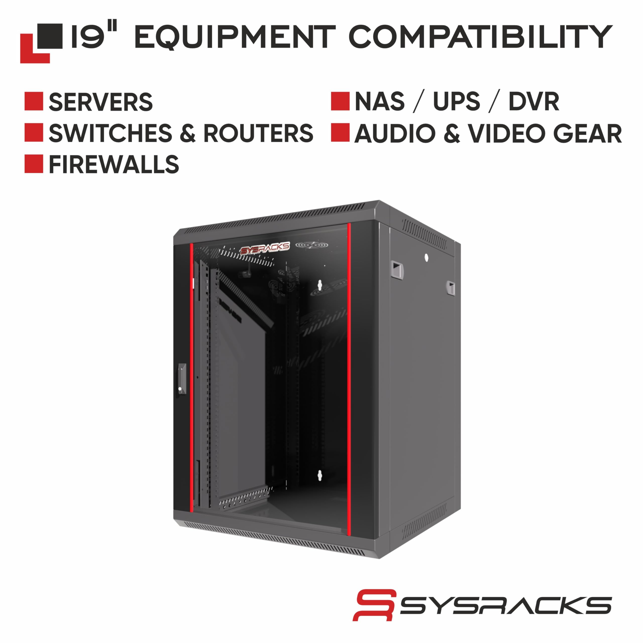 12U - Server Rack - Wall Mount Rack - Armadio di bloccaggio per rete - Elettronica - Sicurezza - Audio - Video - Apparecchiature AV - Rack dati - Armadio server profondità 18 pollici