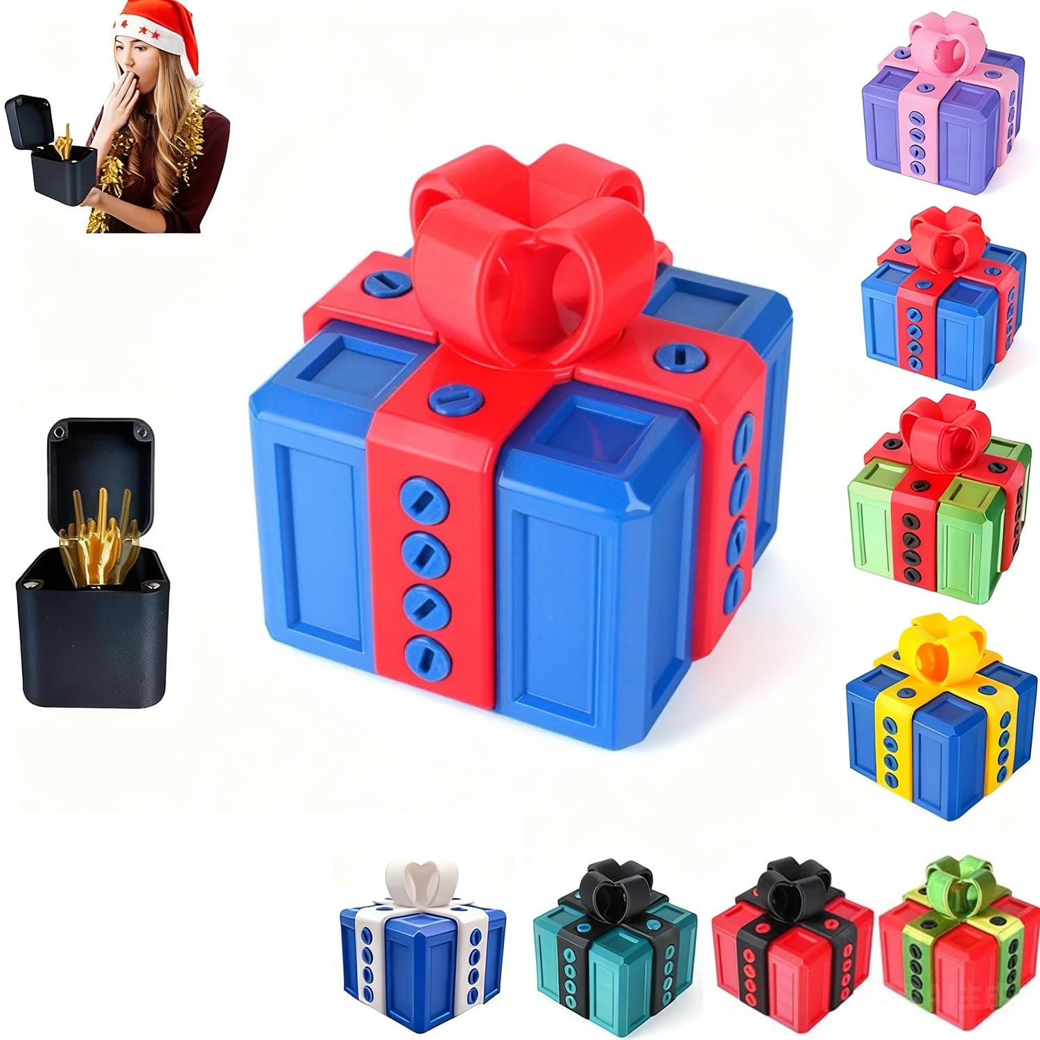 The Prank Gift Box, The Annoying Present with Finger, Hilarious Gag Prank Boxes Surprise Gift Box with Screws for Adults, 3D Printed Funny for Birthday Christmas (H)
