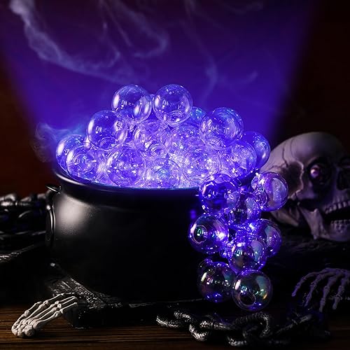 Funtery Decoración de bola transparente de plástico para Halloween de 2.5 pulgadas, maceta de burbujas para bricolaje, caldero de Halloween, bruja