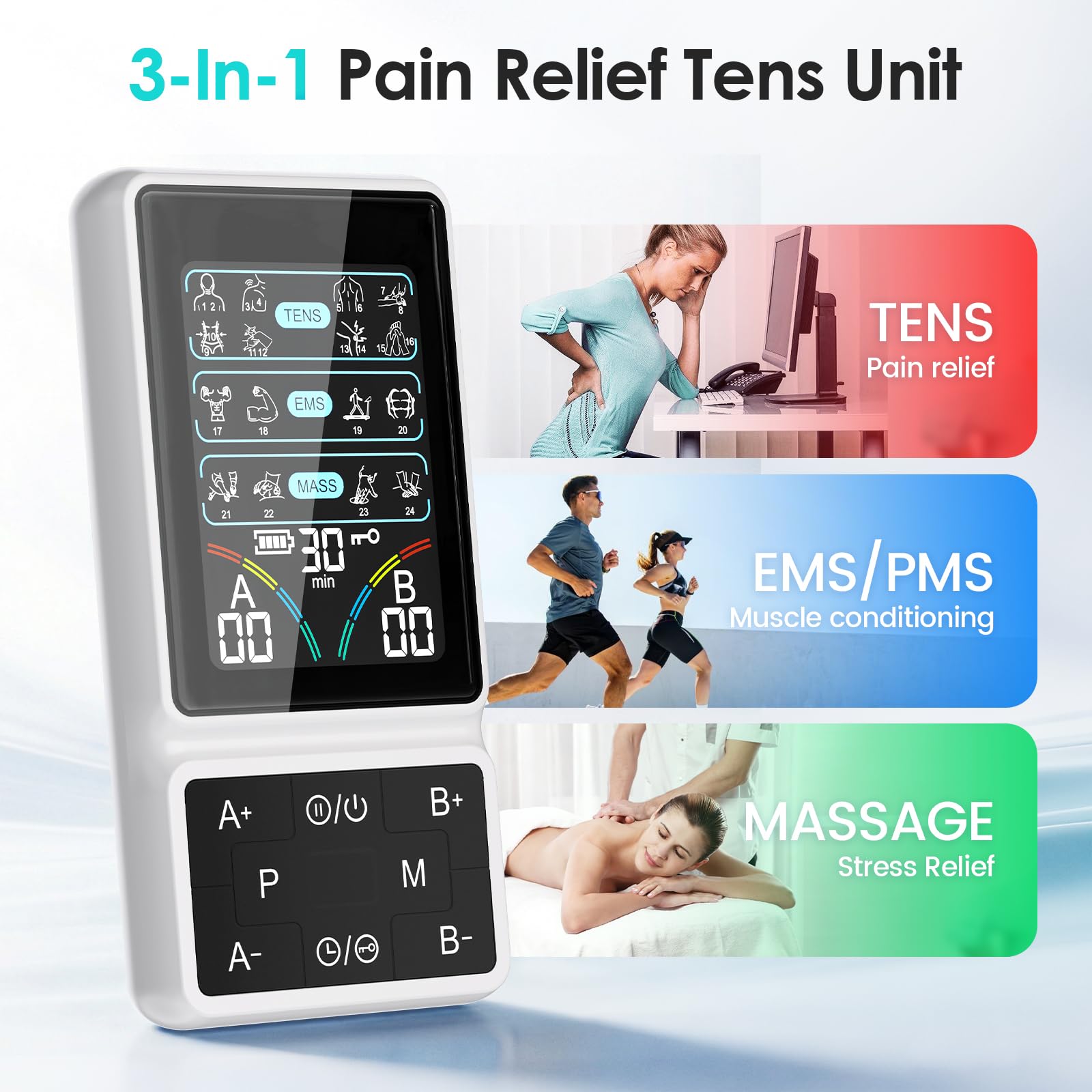 FDA Cleared TENS Unit Muscle Stimulator with HD Color Screen — Amazon image 3