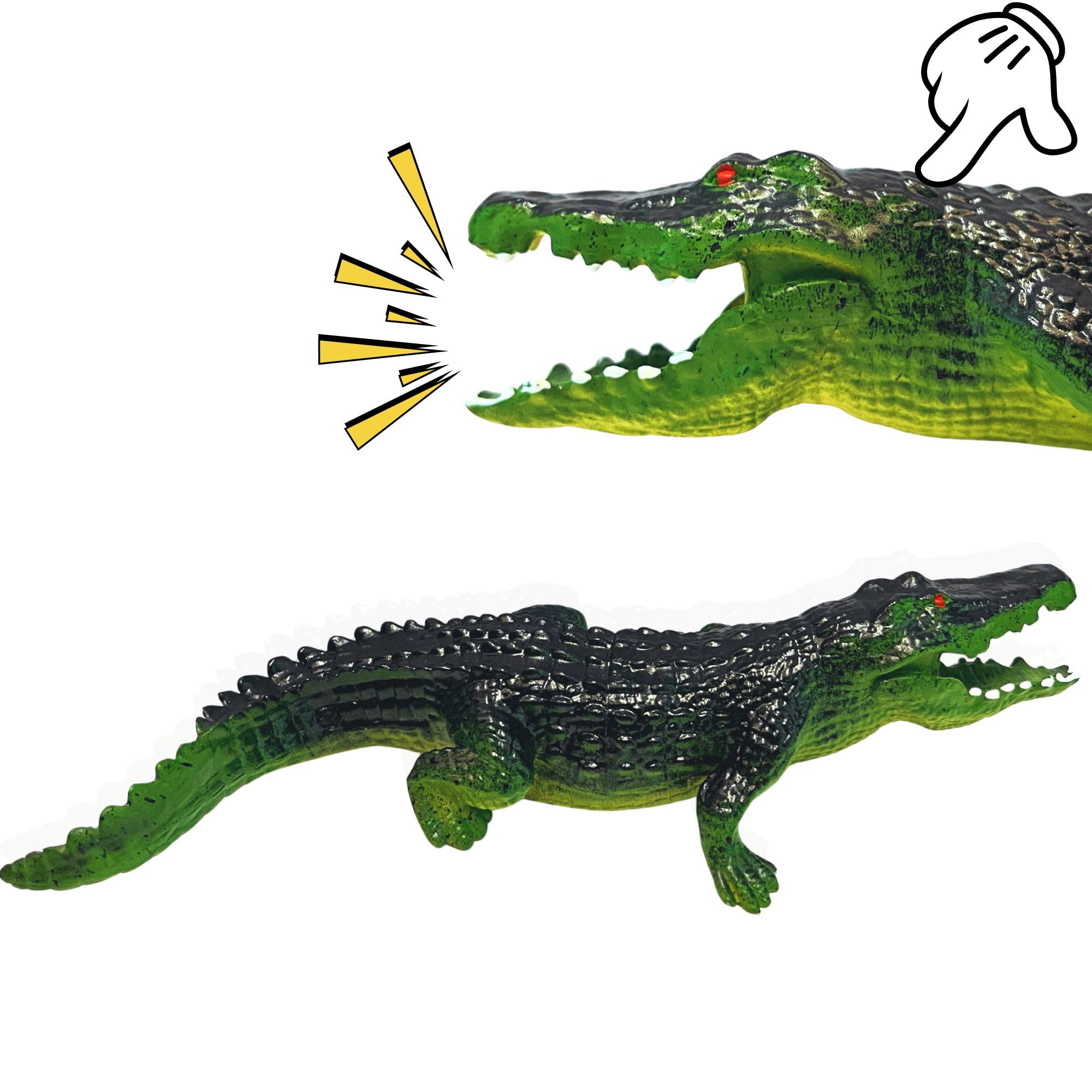 MALLEXO Big Size Realistic Crocodile Action Figure Toy for Kids 3+| 1PC Cold Blooded Alligator Toys for Boy & Girl with Choo-Choo Sound Detailed Reptile Wild Animal Figurine Item Birthday Gift (Green)-image-41