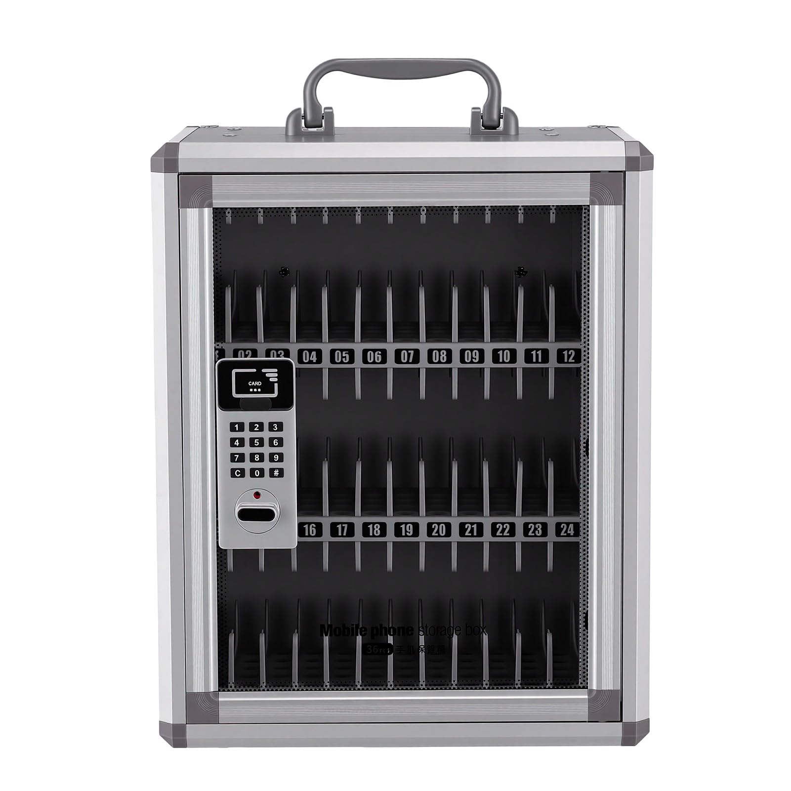 Alomejor Cassetta di Sicurezza per Telefono con 36 Scomparti Archiviazione Elettronica per Uffici Scuole Lega di Alluminio Resistente 285x215x365mm