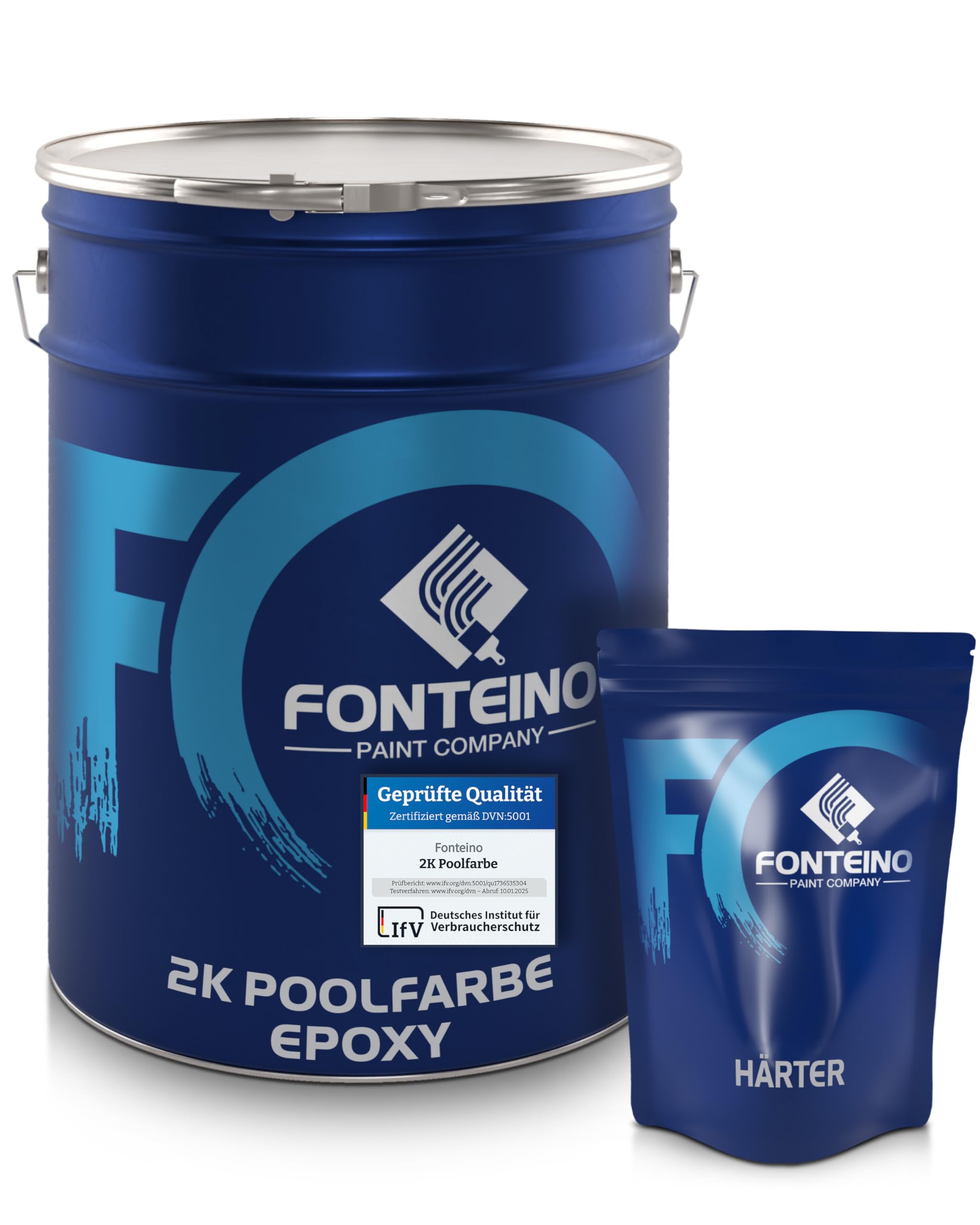 Peinture époxy pour piscine béton bassin - protection étanche - Bleu outremer 2,5KG