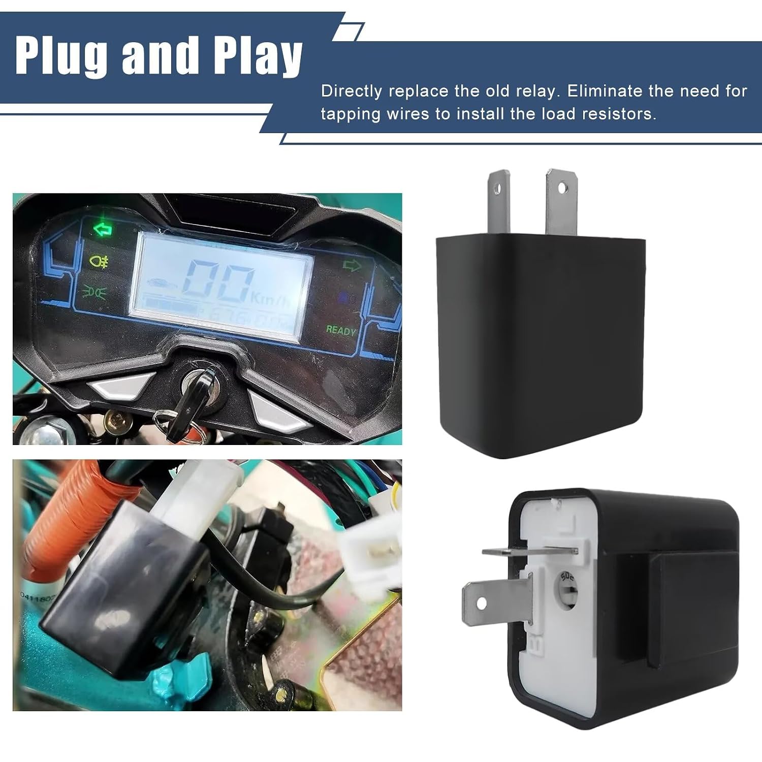 2025 Upgrade 2 Packs Car 2 Pin Flasher, 12V Flasher Relay, LED Turn Signal Universal Flasher Relay for Most Cars Motorcycles