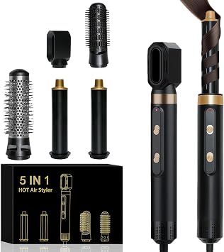 Hairstyler Pro, 5-in-1 Hot Air Brush, Airbrush Hair Styler & Multi-Functional Hair Dryer Brush, Blow Dryer Brush for Curling, Straightening, Volumizing & Smoothing, Ideal for Women & Men