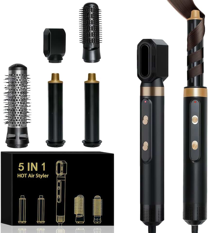 Hairstyler Pro, 5-in-1 Hot Air Brush, Airbrush Hair Styler &