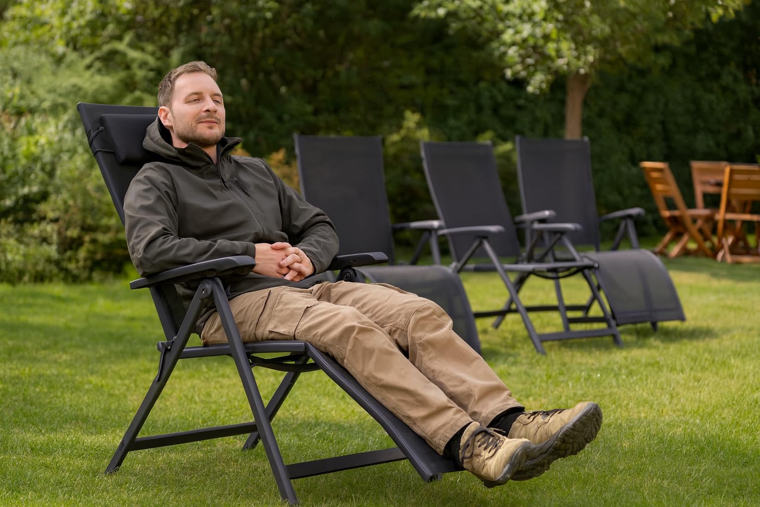 Weichers Relaxliege Gartenliege Liegestuhl klappbar wetterfestCampingliege Outdoor Campingstuhl Stuhl Liege Hocker für Garten und Camping (Aluminium, Relaxliege)