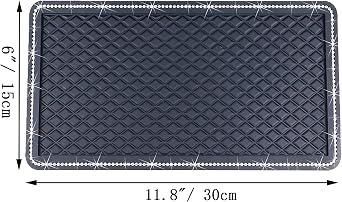 Anti-Slip Car Dash Grip Pad, 11.5 x 6 inch, Black | Handmade Crystal Rhinestone Mat, For Cell Phone & Navigation, Holds Keychains & Sun Glasses, Stand Function