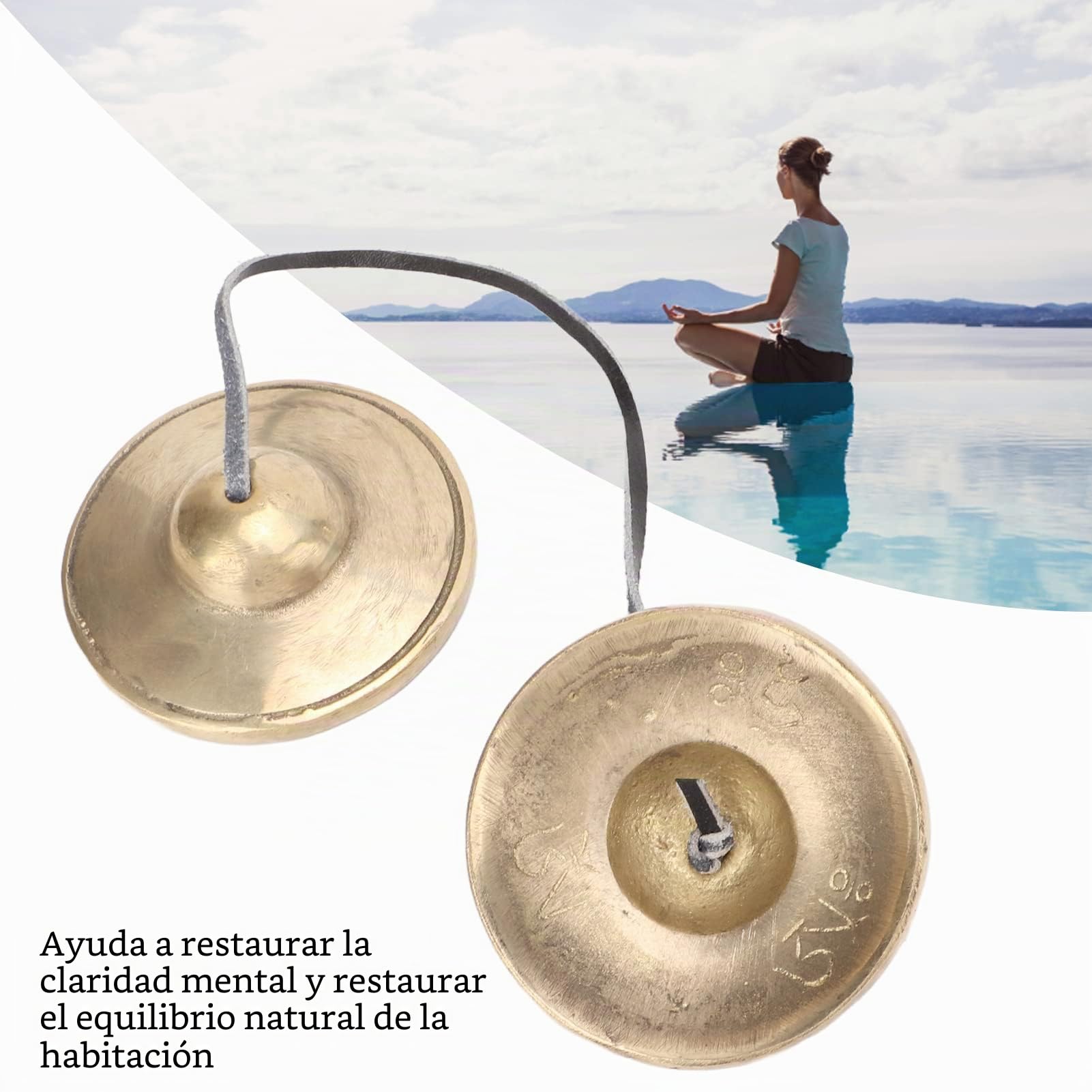Címbalos Tibetanos Tingsha Campanas de Meditación, 2.7in Latón Fuerte Penetración del Sonido Campanas Tingsha Cymbals, Ligero Portátil Campanas Tingsha Cymbals Om Mane Padme Hum